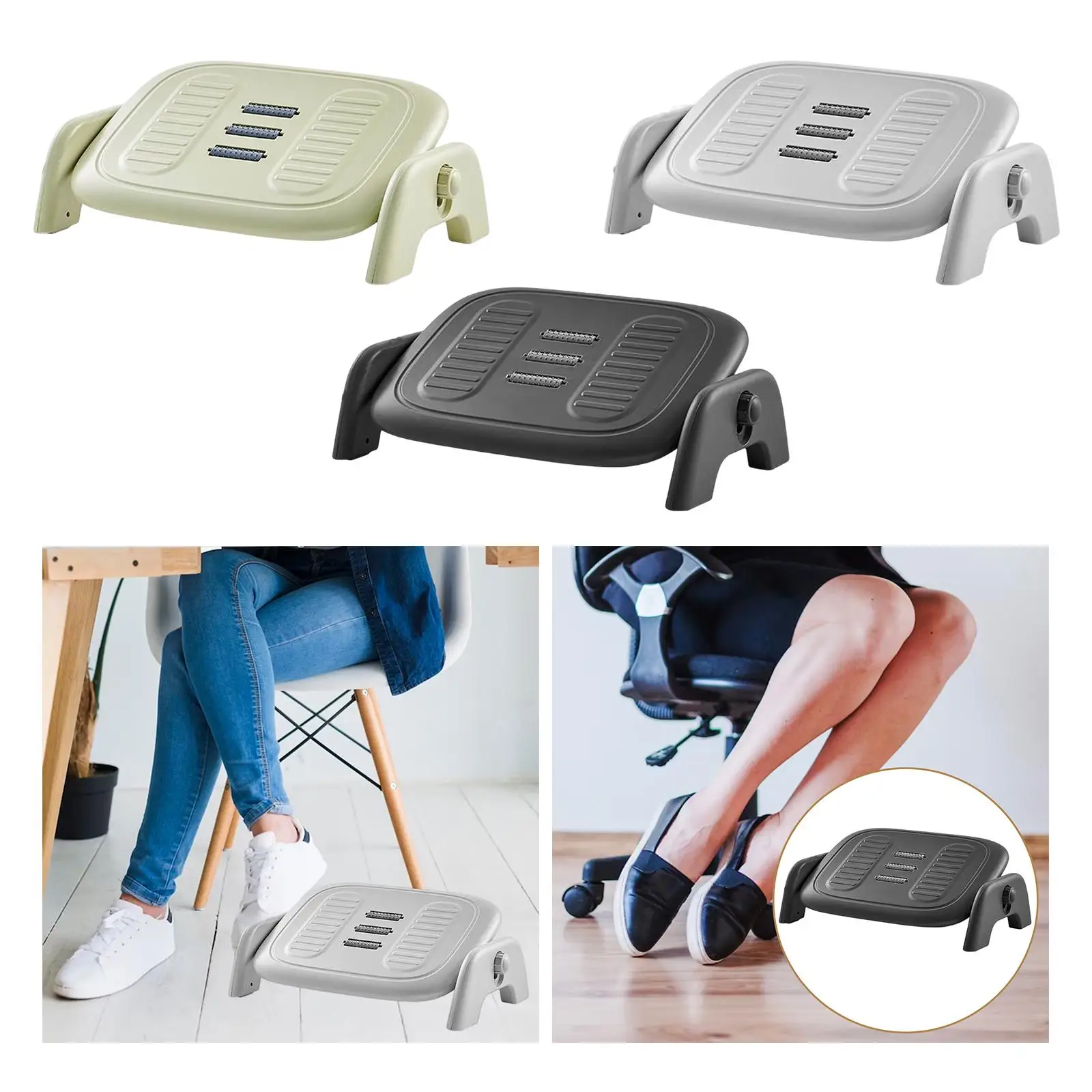 Ergonomic Foot Rest Non Slip Foot Stool Height Adjustable Non Skid Adjustable Footrest Office Footrest for Plane Travel Work