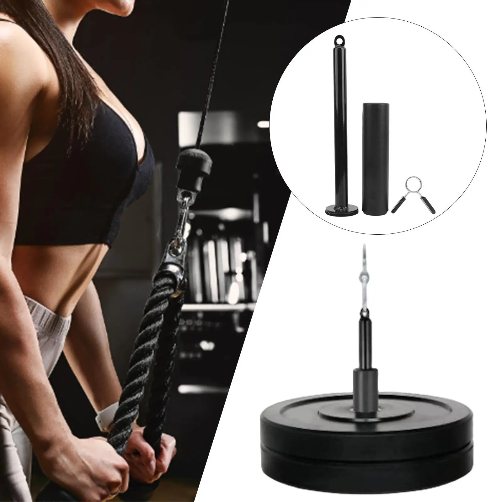 Weight Loading Pin with Barbell Spring Clip Holder Rack Attachment for Bicep Workout Triceps Pulldown Strength Training