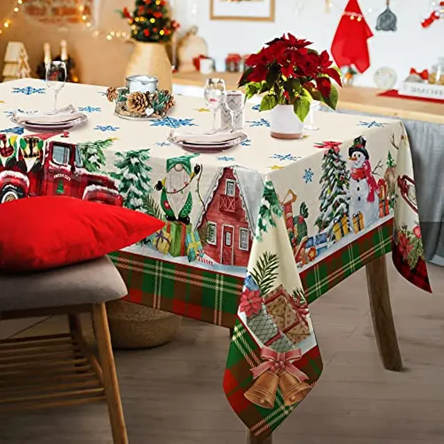 Decorazioni natalizie 2023 gnomi pupazzo di neve camion tovaglia  impermeabile copritavolo per matrimoni per decorazioni da pranzo per feste con  decorazioni per la casa - AliExpress