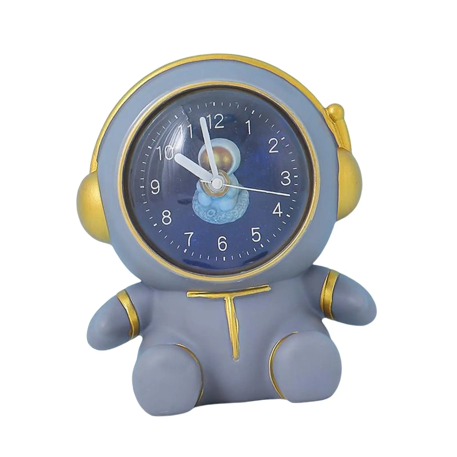 Table Clock Astronaut Statue Silent Desktop Sculpture Outer Space Wake up Clock