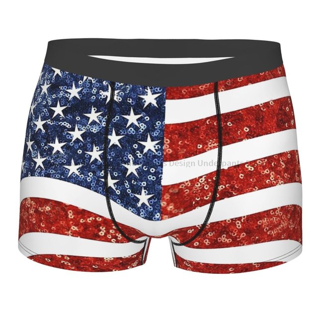 4th Of July American USA Flag Underwear Patriotic July 4th Soft Panties  Custom Boxer Brief 3D Pouch Man Oversize Boxershorts