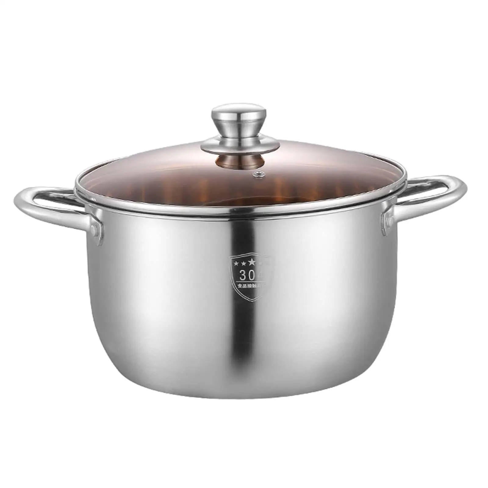 Stainless Steel Stockpot with Lid Universal Base Double Handle Non Stick Soup Pot for Warming Milk Soup Sauce Vegetables Noodles