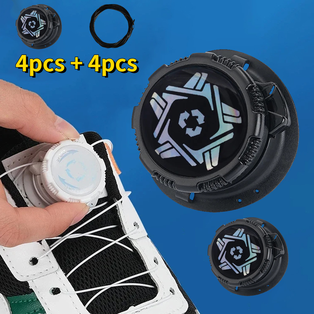 2 Paar drehbare automatische Metalldraht-Schnalle, Seil-Sneaker-Schnürsenkel für Kinder/Erwachsene, keine Krawatte, Schnürsenkel, Quick-Lock-Schnürsenkel, Turnschuhe – Detail 5