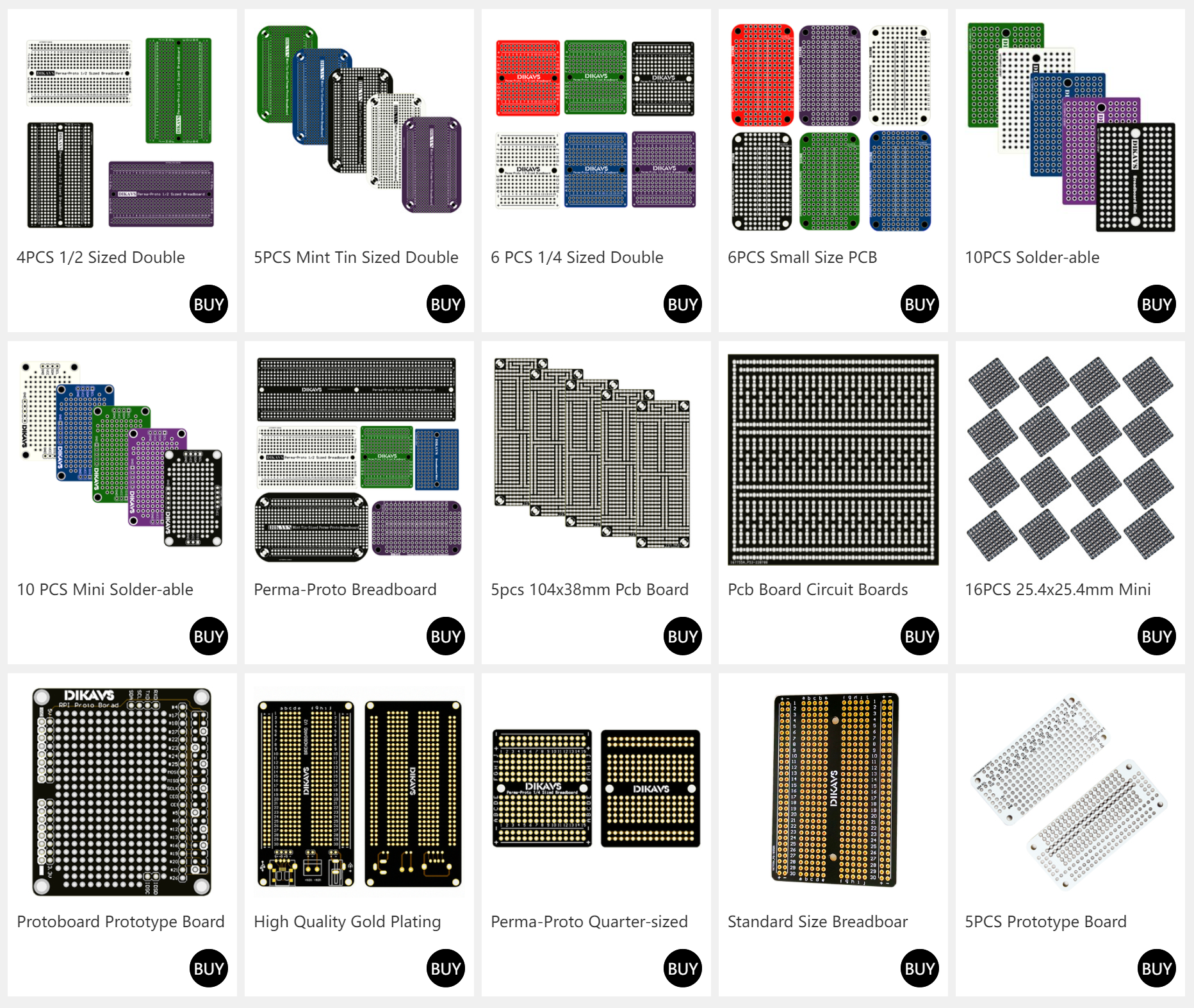 Perma-Proto Breadboard para Raspberry Pi, Placa Protótipo PCB, Solda-capaz, Pacote de 4