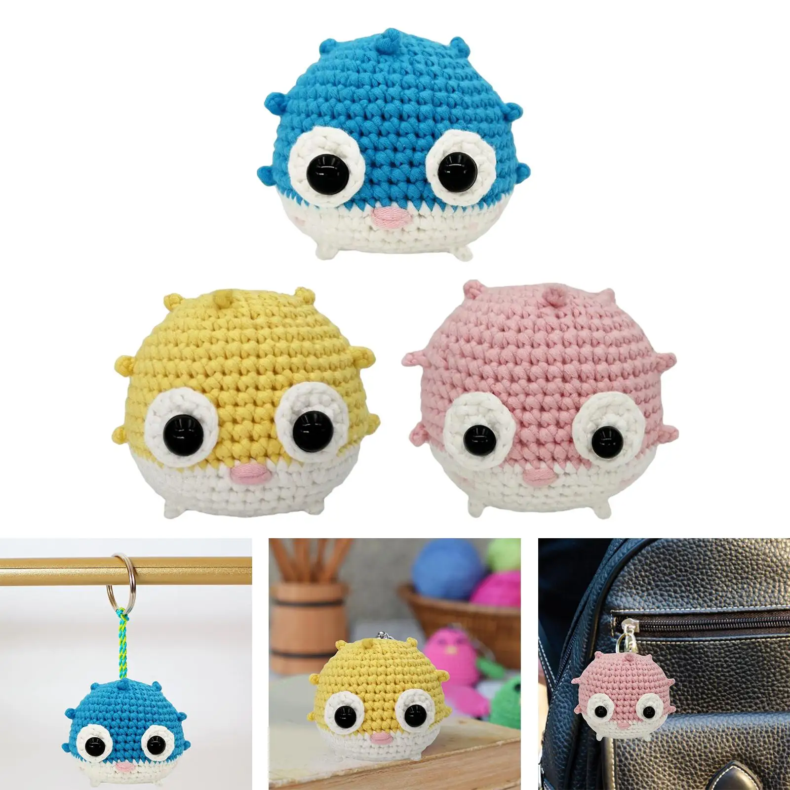 Animal Crochet Kit Make Your Own Starter Classic DIY Puffer Fish Doll Crochet Kit Beginner Crochet Kit for Birthday Gift Adults