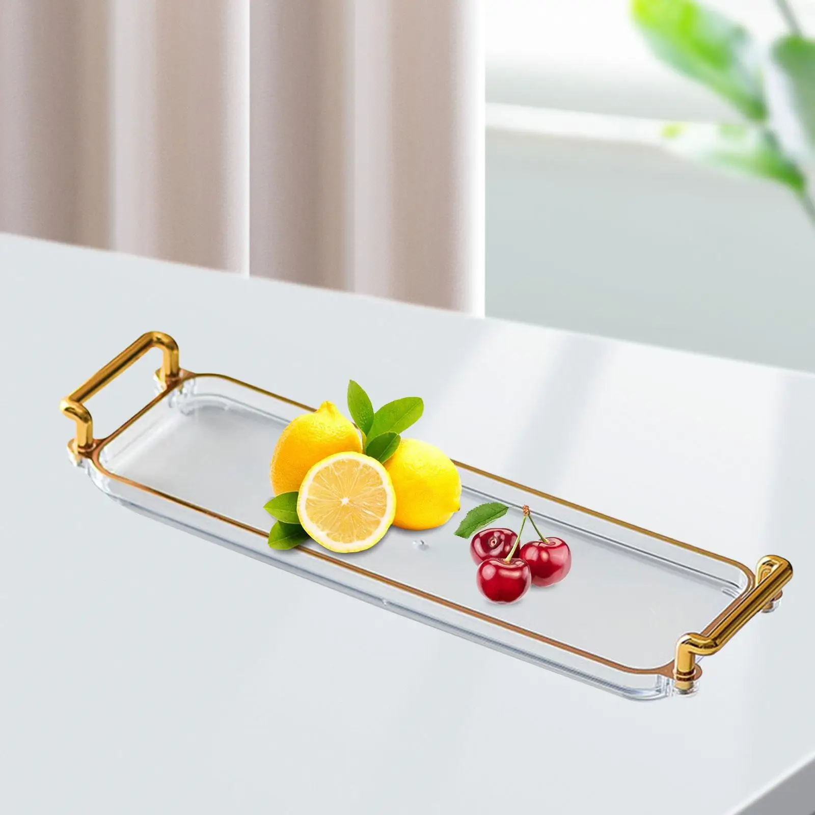 Rectangle Serving Tray Jewelry Tray with Handles Snack Candies Plate Decorative