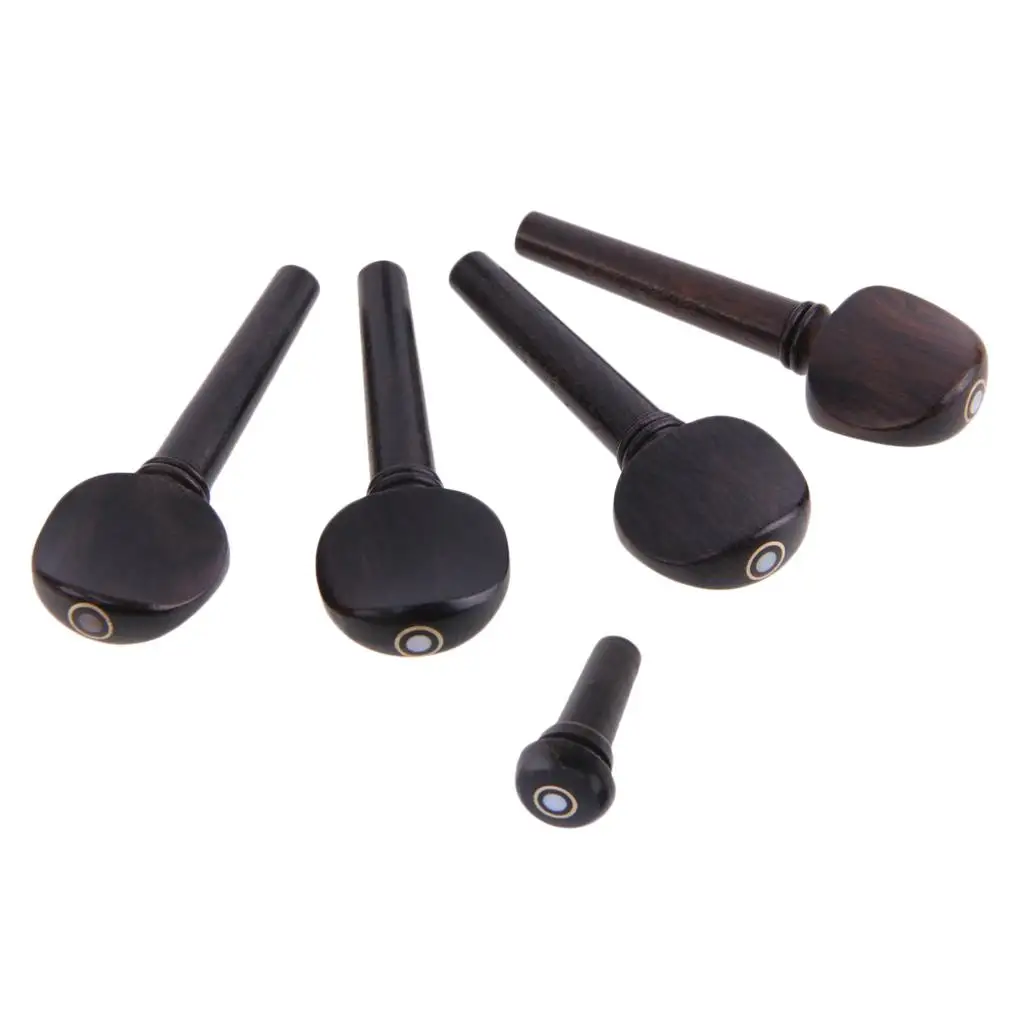 4 Pieces Ebony Tuning Pegs+ Set for 4/4 Violin Fiddle Accessories