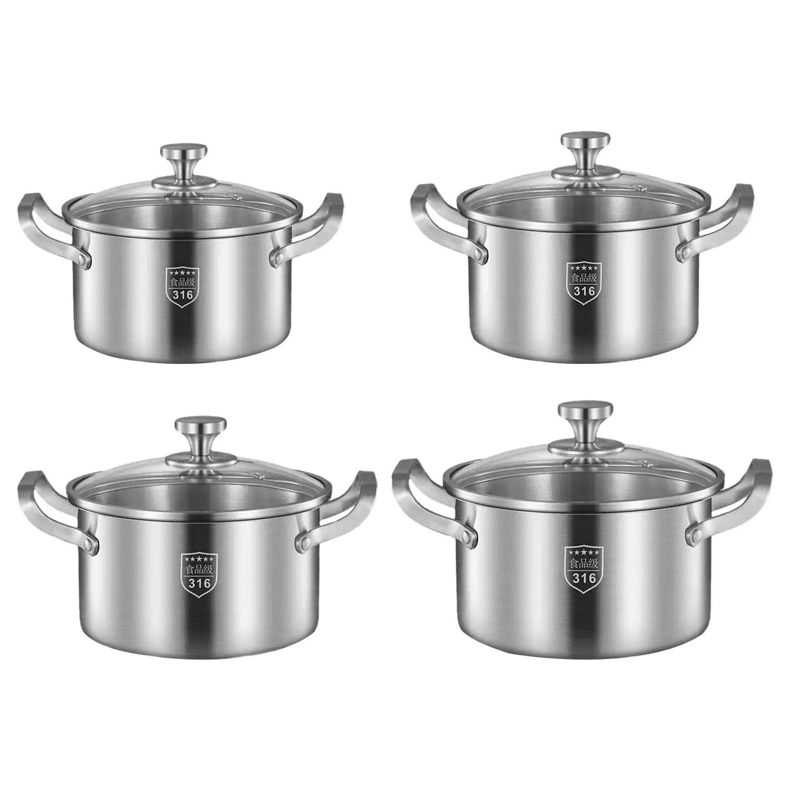 Soup Pot Cookware Ergonomic Handle Saucepan Frying Pan Cooking Pot Stockpot Stainless Steel for Restaurant Bar Kitchen Cafe