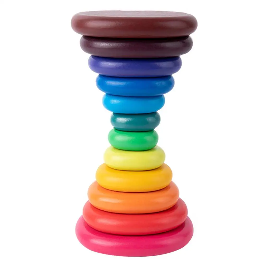 1 Set Stacker Classic Toy Rainbow wooden building Toys Balancing Stacking  for Learning & Game 