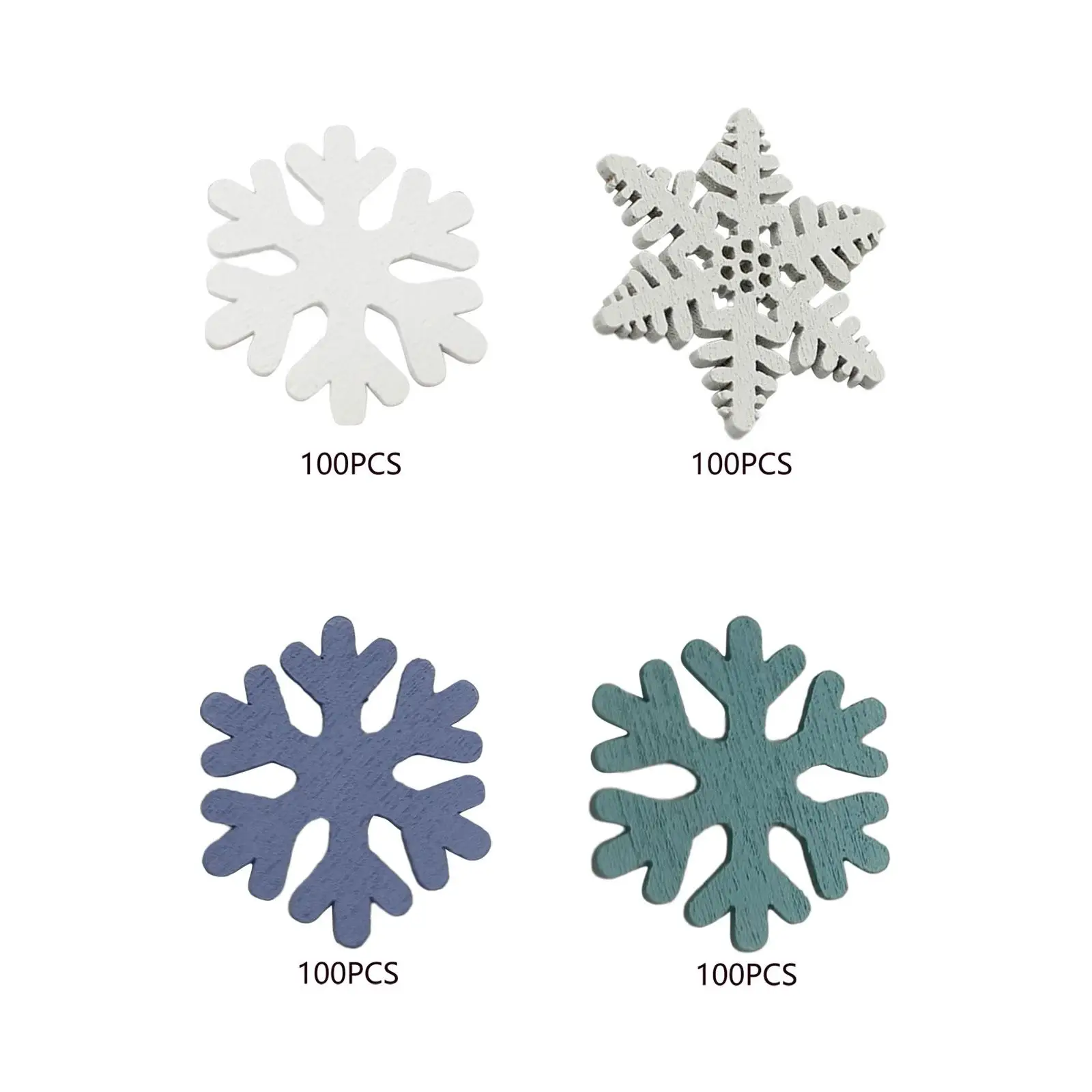 100Pcs Christmas Snowflake 3cm Decorative Wood Snowflake Embellishments Wood Slices for Clothing Fabric Wedding Birthday Holiday