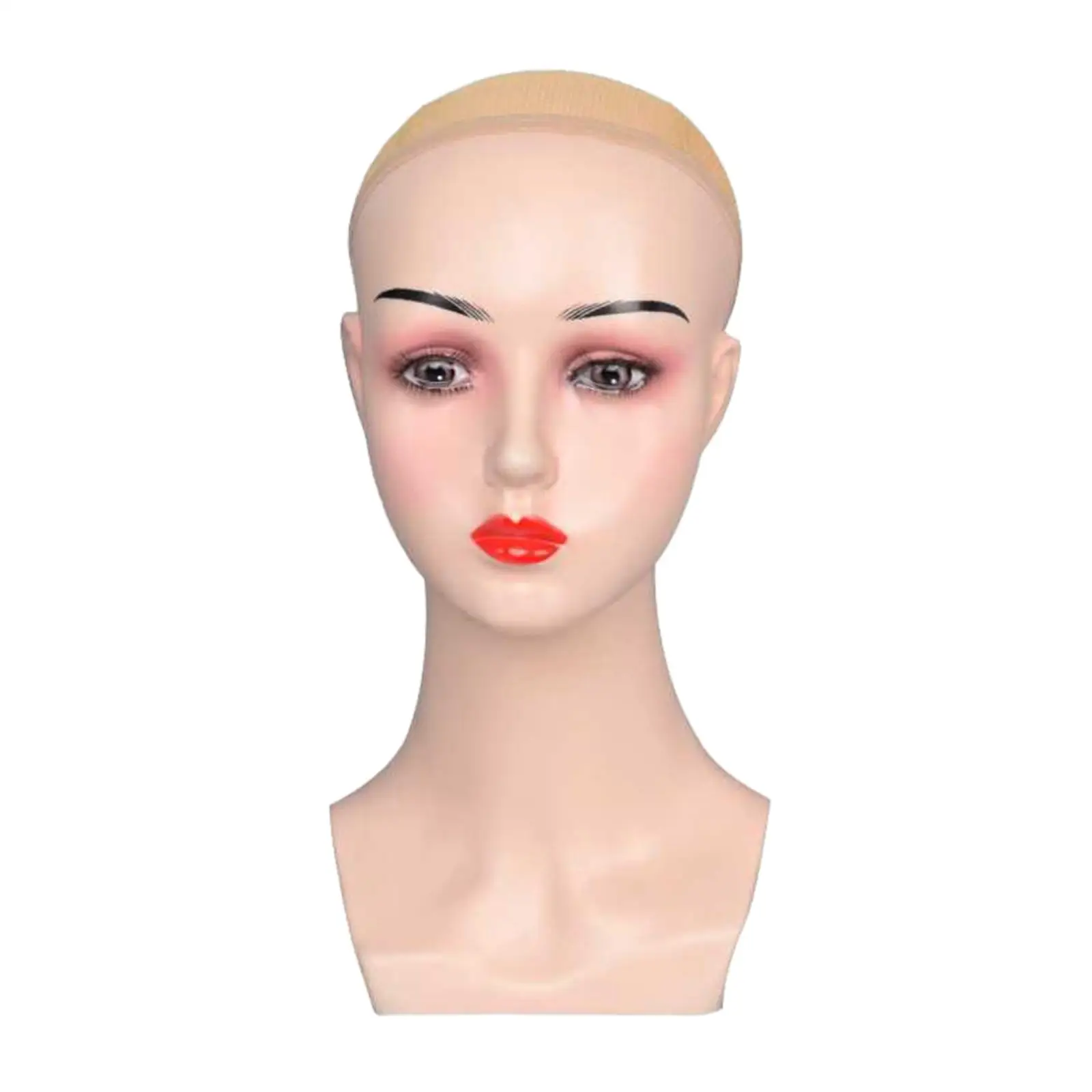 Female Wig Head Mannequin Realistic with Makeup Hat Display Rack Manikin for Wigs Making Styling Glasses Hats