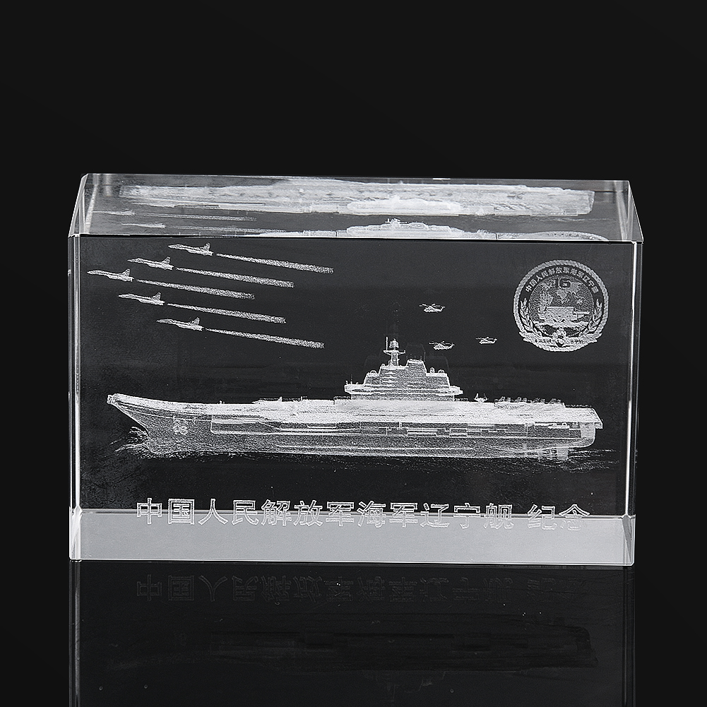 1PC Laser Gravierte Kristall Flugzeugträger Liaoning Figuren Briefbeschwerer Ornament Hause Dekoration Zubehör Sammlung Handwerk – Detail 3