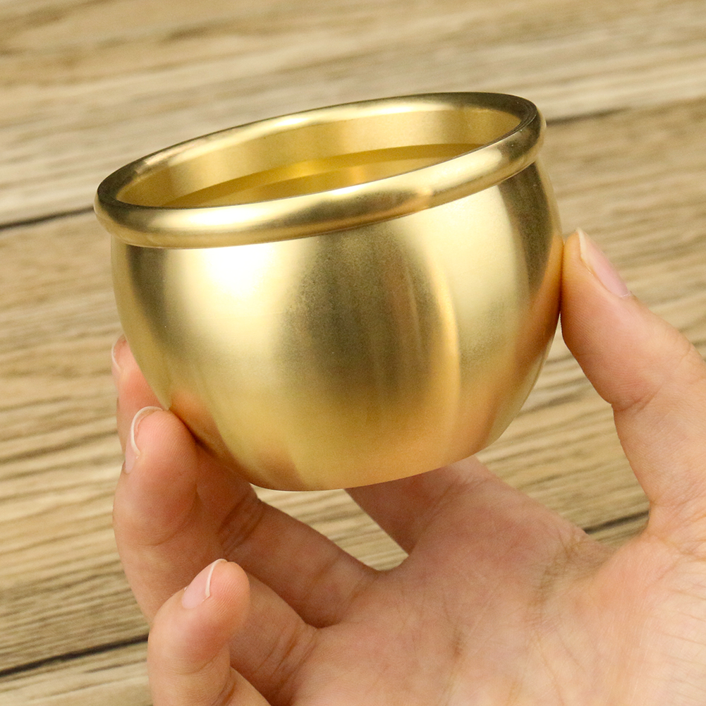 1pc reine Kupfer Tee tasse glatt gebürstet Metall Zylinder Ornament Haushalts opfer bietet Weihrauch brenner Wasser Tasse Dekor Schüssel – Detail 3