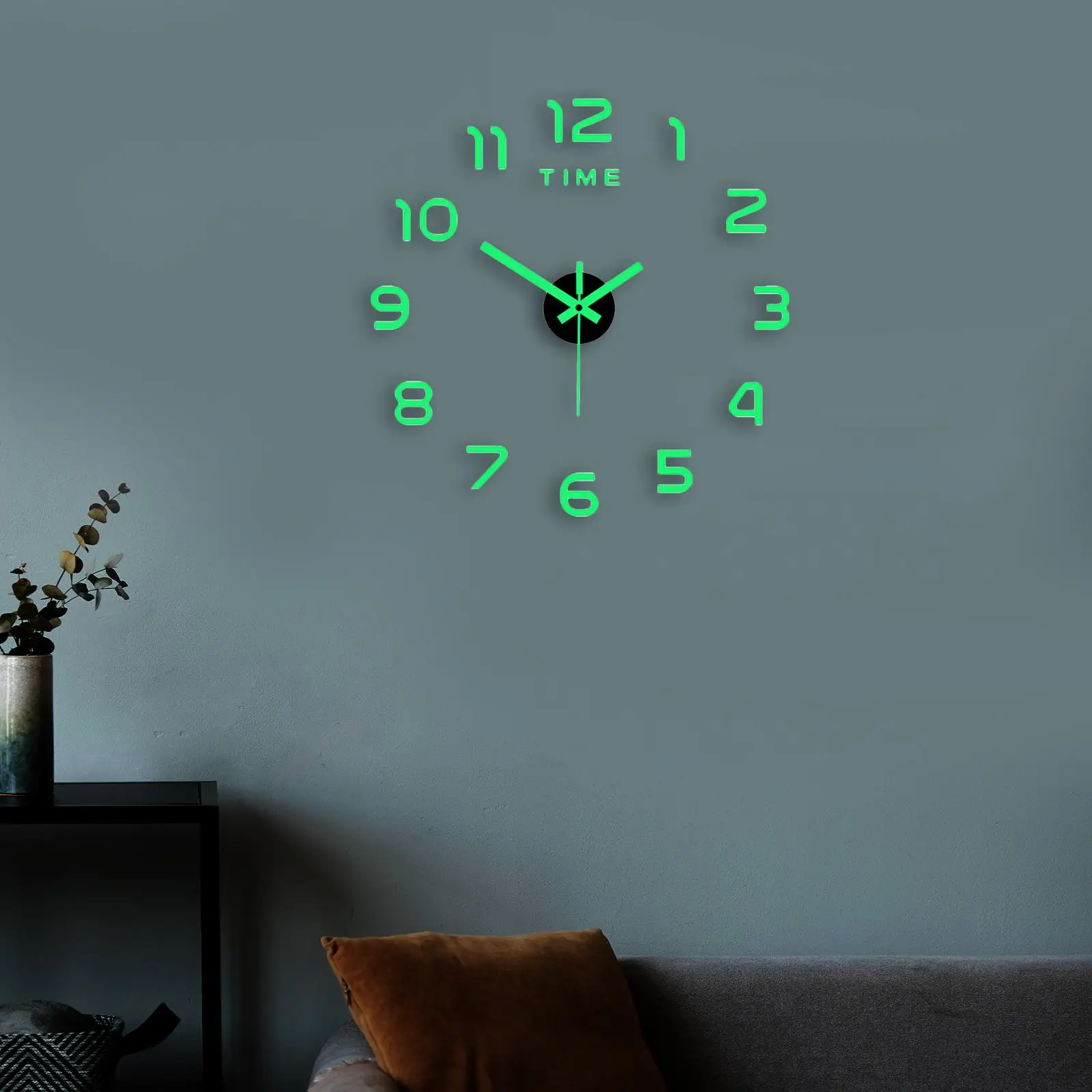 Luminous Wall Clock Stickers Simple Frameless Glowing Decorative Clocks for Dining Room Kitchen Office Bedroom Home Decoration