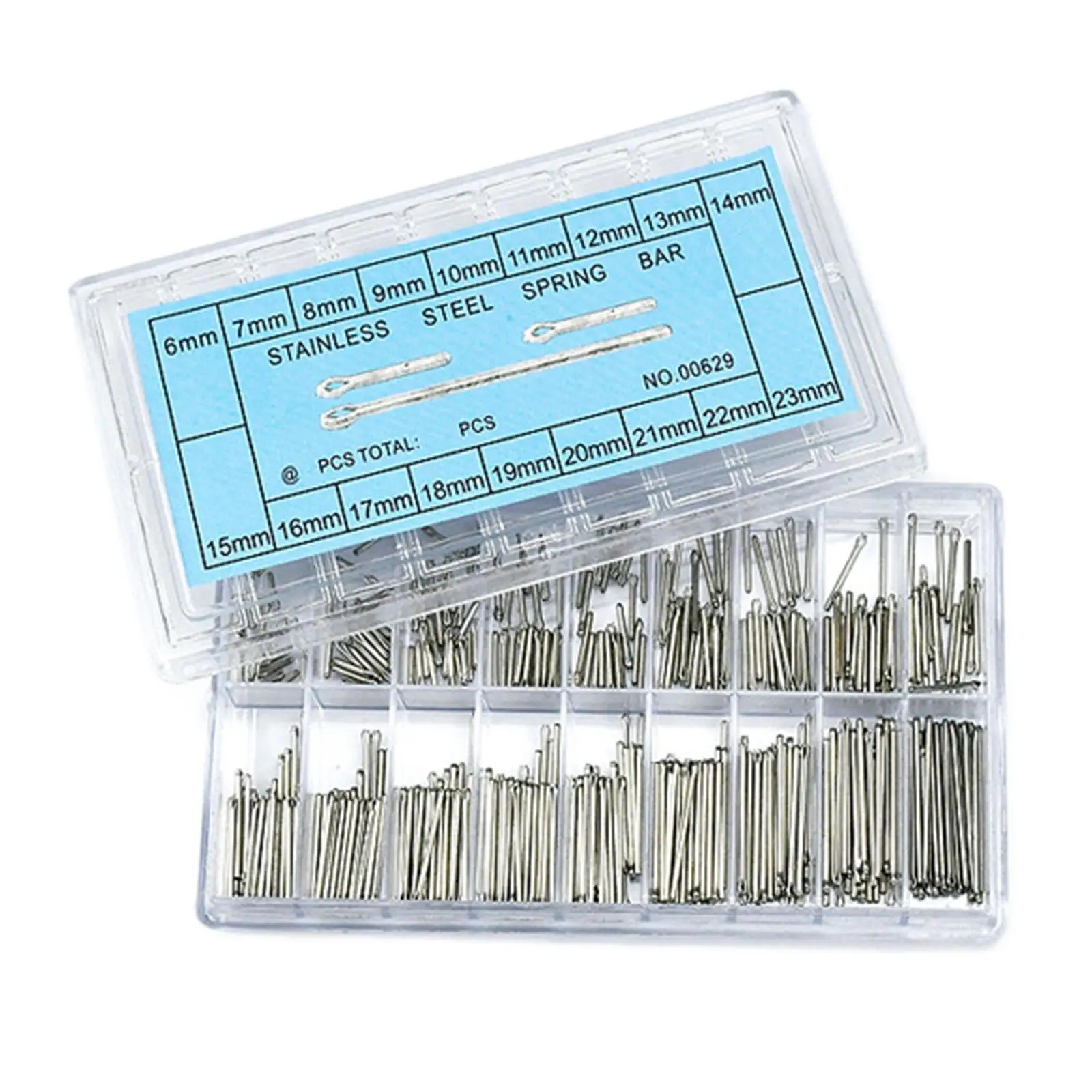 360Pcs Metal Watch Band Link Pins 6-23mm Watchmaker Beads Split Pin, Hairpin, Repair Tools, Organized in A Box Straight Pin