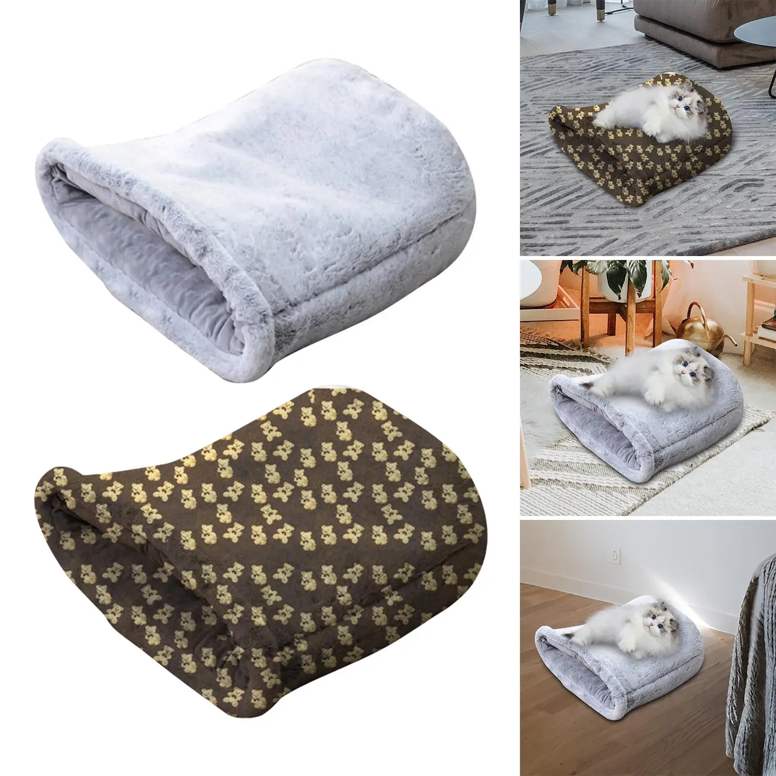 Cat Sleeping Bag Snooze Sleeping Autumn Winter Kennel Cat Half Covered Cave Cat Bed Cave for Chihuahua Cats Puppy Poodle Kitten
