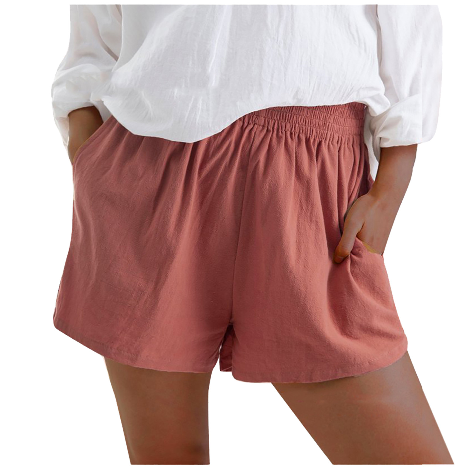 Mulheres Shorts Bolso Casual Confortável Cor Sólida