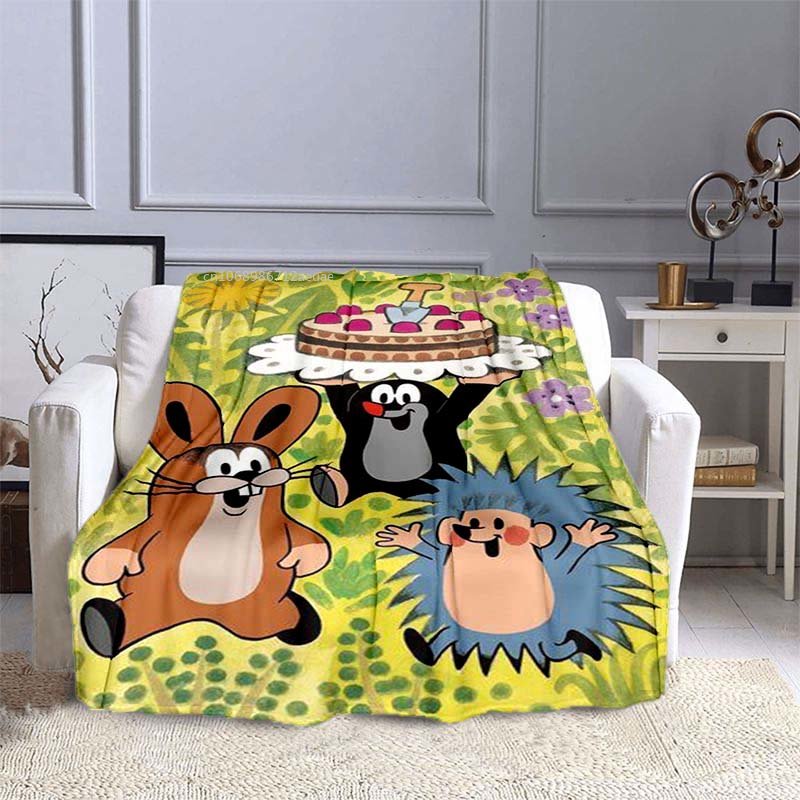 Description Picture 2 of itemThe Little Mole Blanket Flannel Friends Together Cozy Soft Fleece Bedspread Classic Cartoon Blanket Gift for Children Kids