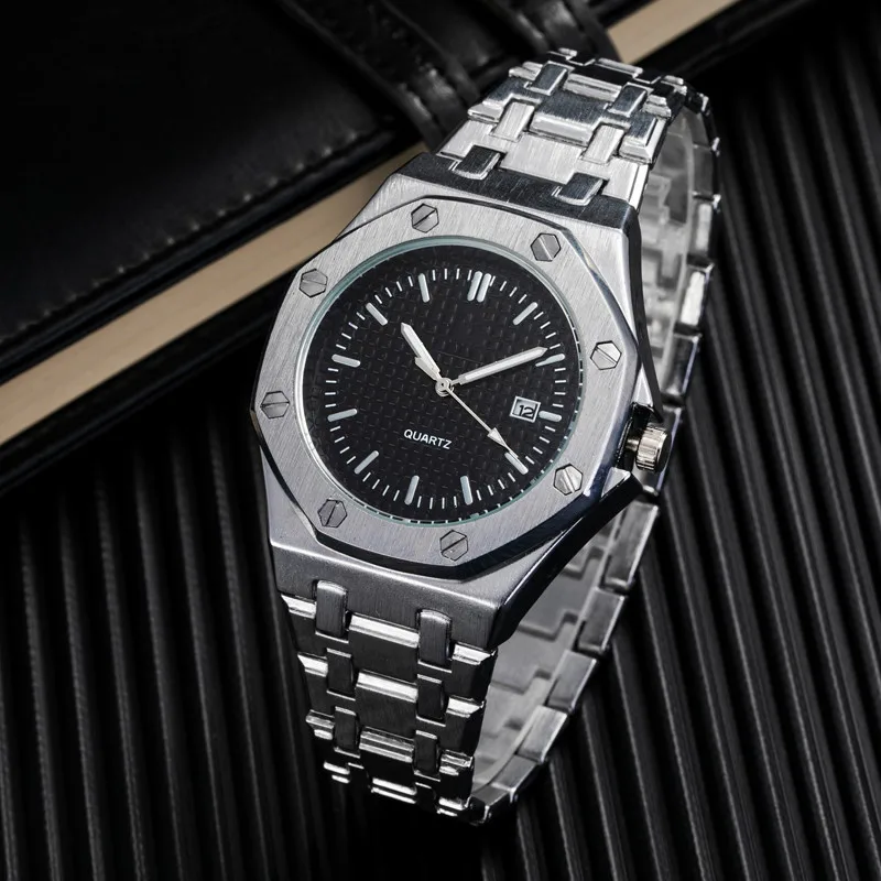 Famous Popular Brand Watches for Men Luxury Big Dial Steel Band Watch Men's Quartz Wristwatches Sports Clock Relogio Masculino
