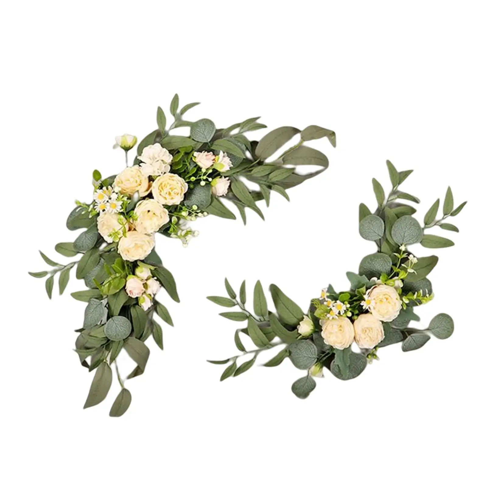 2Pcs Artificial Flower Swag with Green Leaves Welcome Sign Wedding Arch Flowers for Front Door Arbor Table Backdrop Decoration