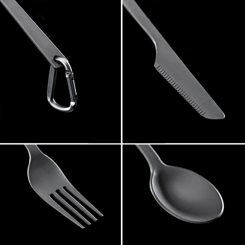 3-in-1 Titan-Geschirr-Set, Löffel, Abendessen, Schneider, Gabel, Camping, Picknick, Zuhause – Detail 4