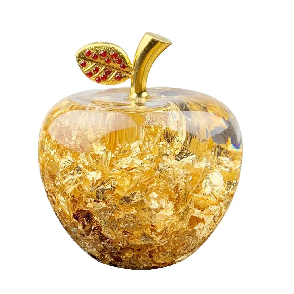 Gold Apple Figurines Statue Sculpture Creative Ornament for Christmas Decoration