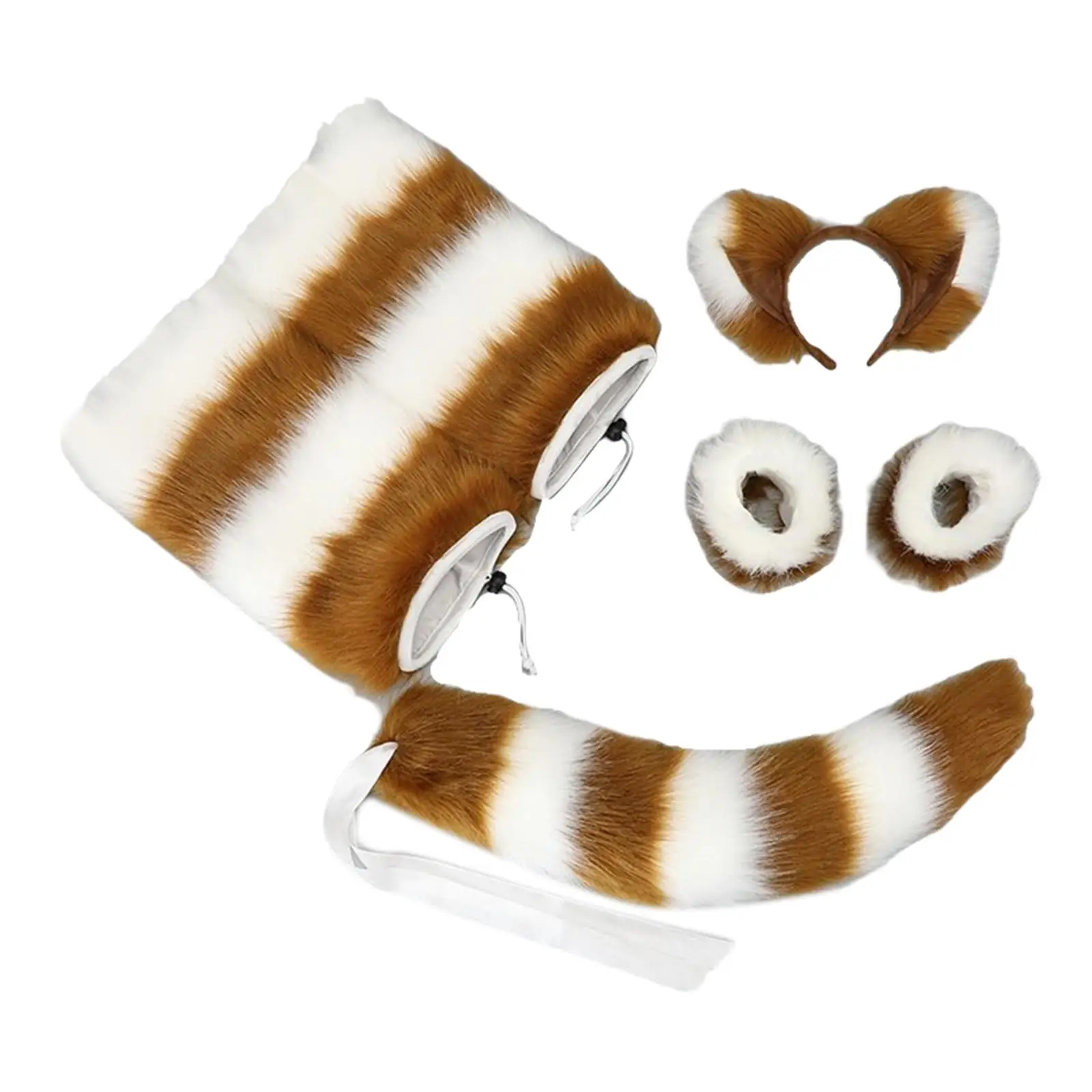 Faux Ears Tail Cosplay Set Headwear Animal Wristband for Costume Dress up Adults