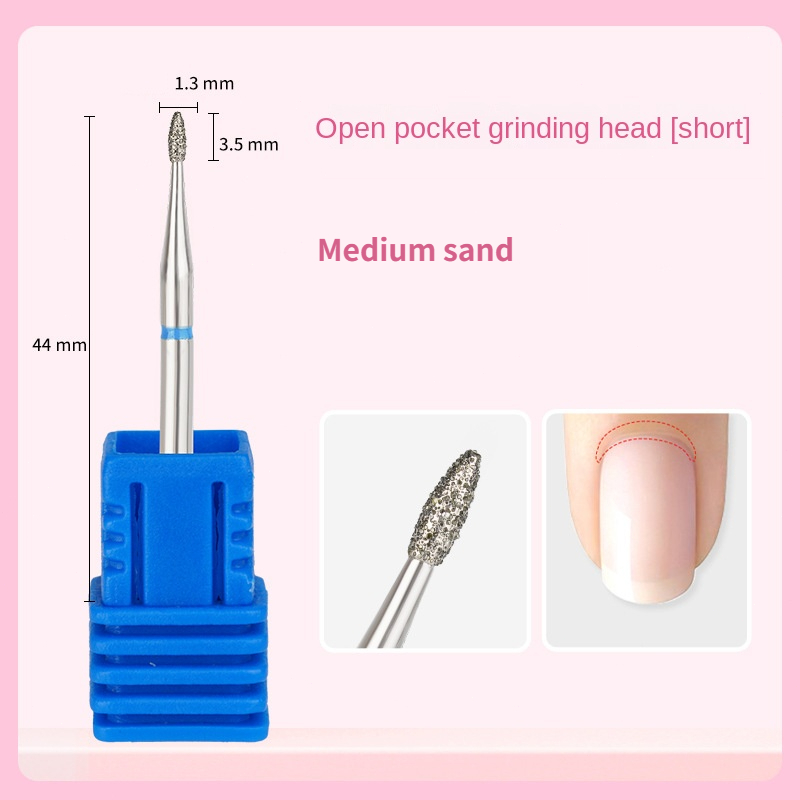 Description Picture 5 of itemFine Diamond Nail Drill Bits Flame Shape Russian Mills Cuticle Clean Burr Electric Manicure Drills Nails Accessories