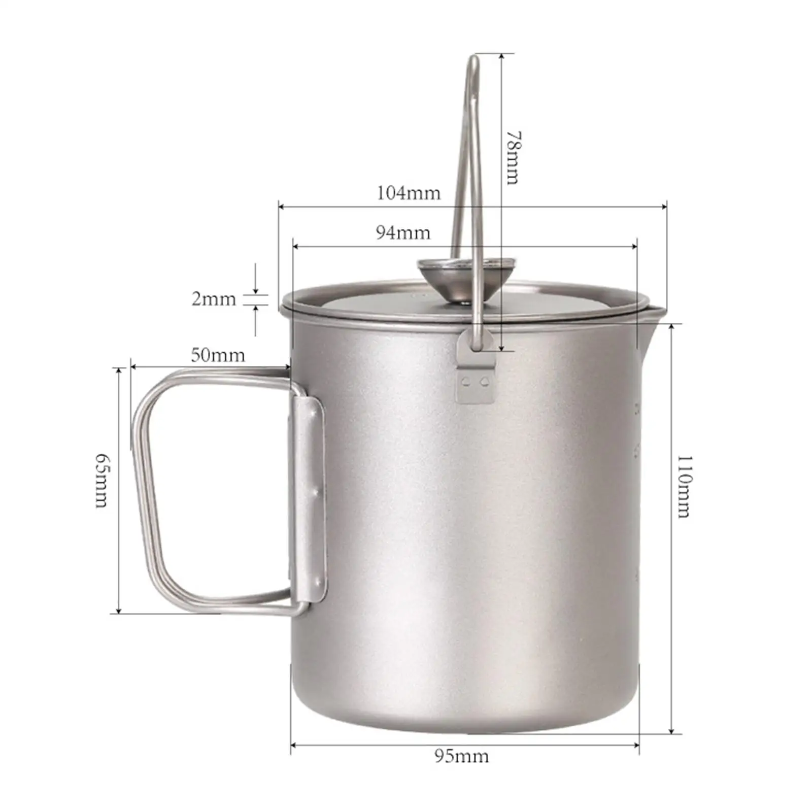 Portable French Press Pot Teakettle Kitchenware Cookware Titanium Coffee Cup Mug for Travel Fishing Outdoor Campfire Backpacking