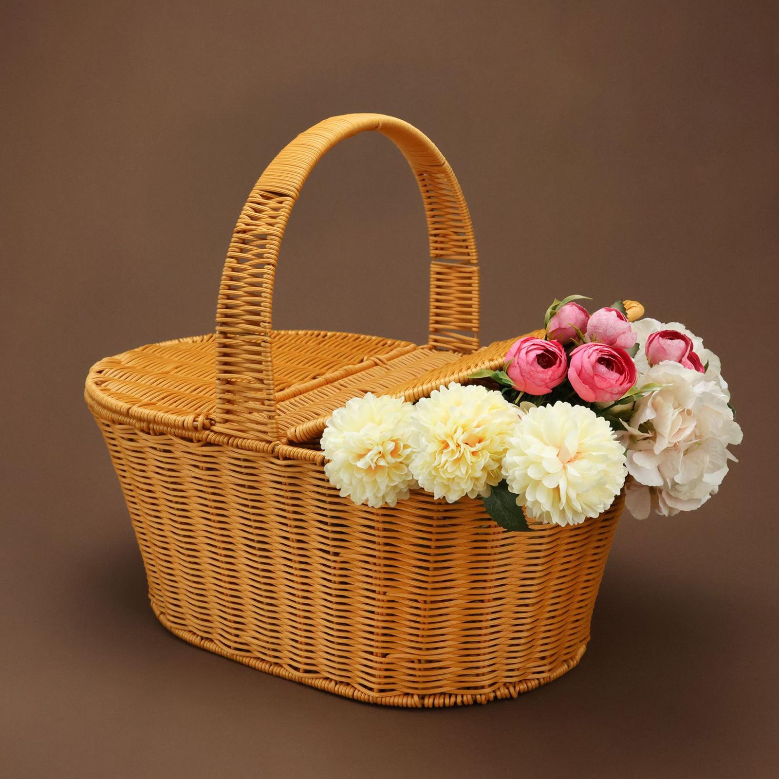 Hand Woven Basket Containers Nesting Basket Bin Fruits Storage Baskets Organizer for Picnic Shopping Pantry Cabinet Bathroom