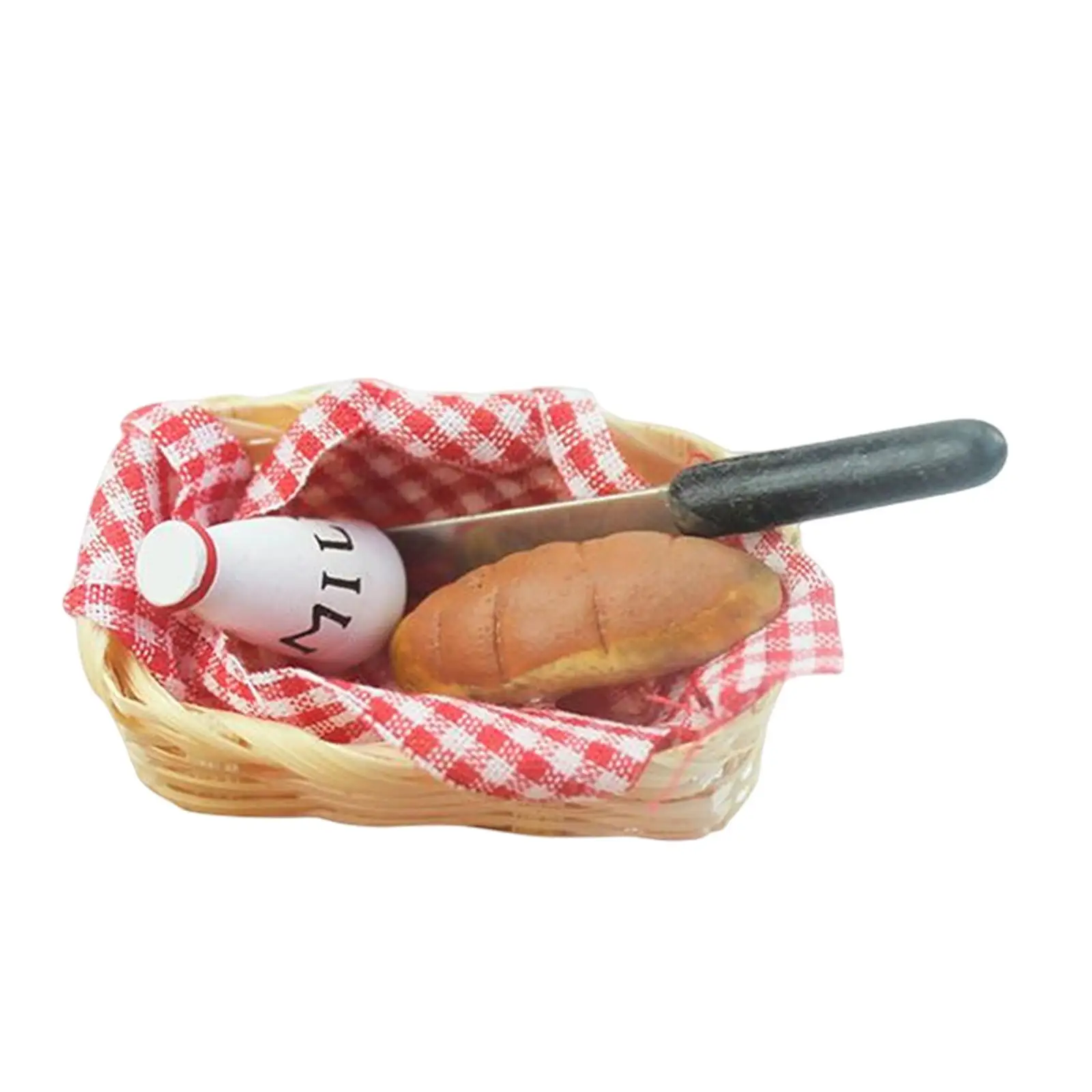 1/12 Miniature Bread Basket Tiny Food Dollhouse Decoration Accessories Picnic Basket for Dining Table Resaurant Decoration