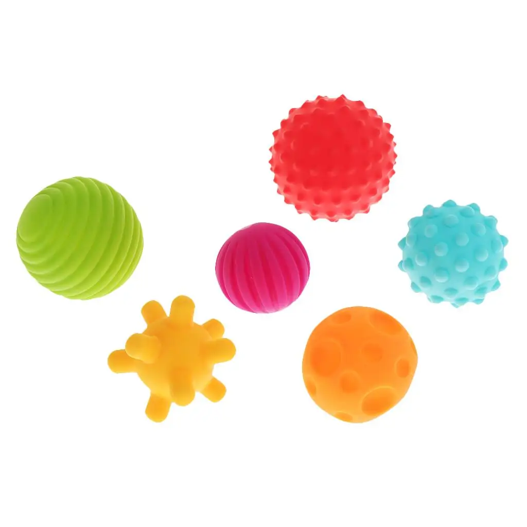 6 Pieces of Textured Multi Ball Set, Infant Baby`Touch Hand Balls Toys Gift