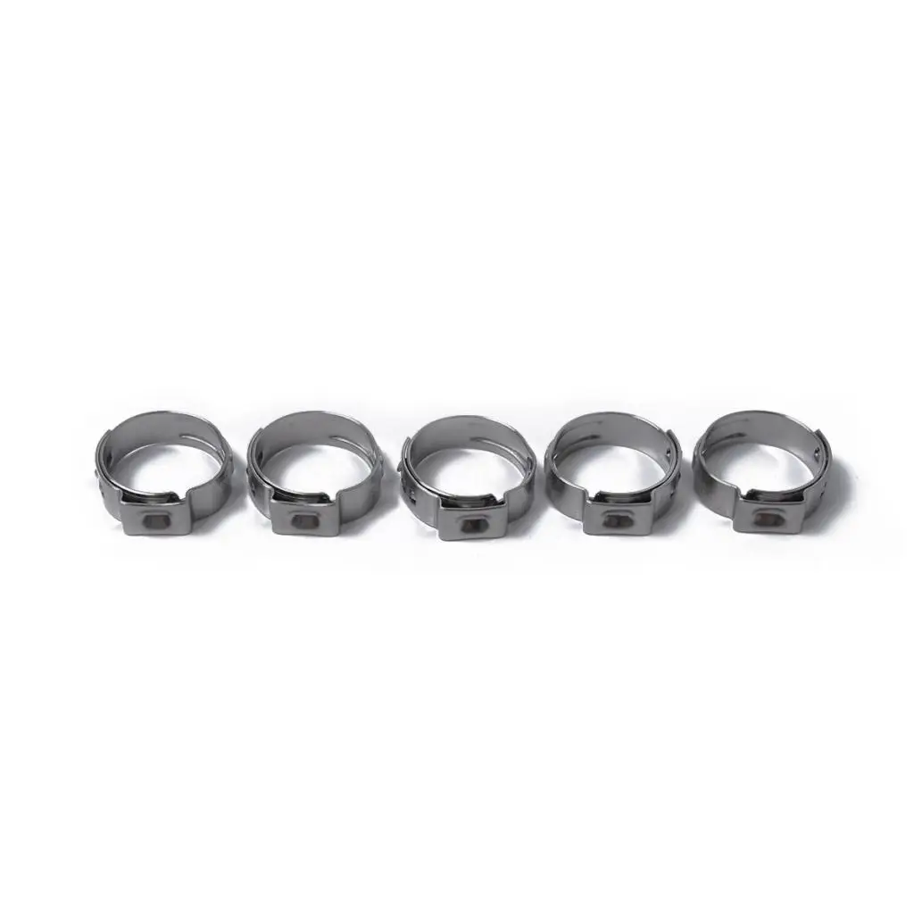  Pieces Stainless Steel Single Ear Hose Clamp O Clips  12.8-15.3mm