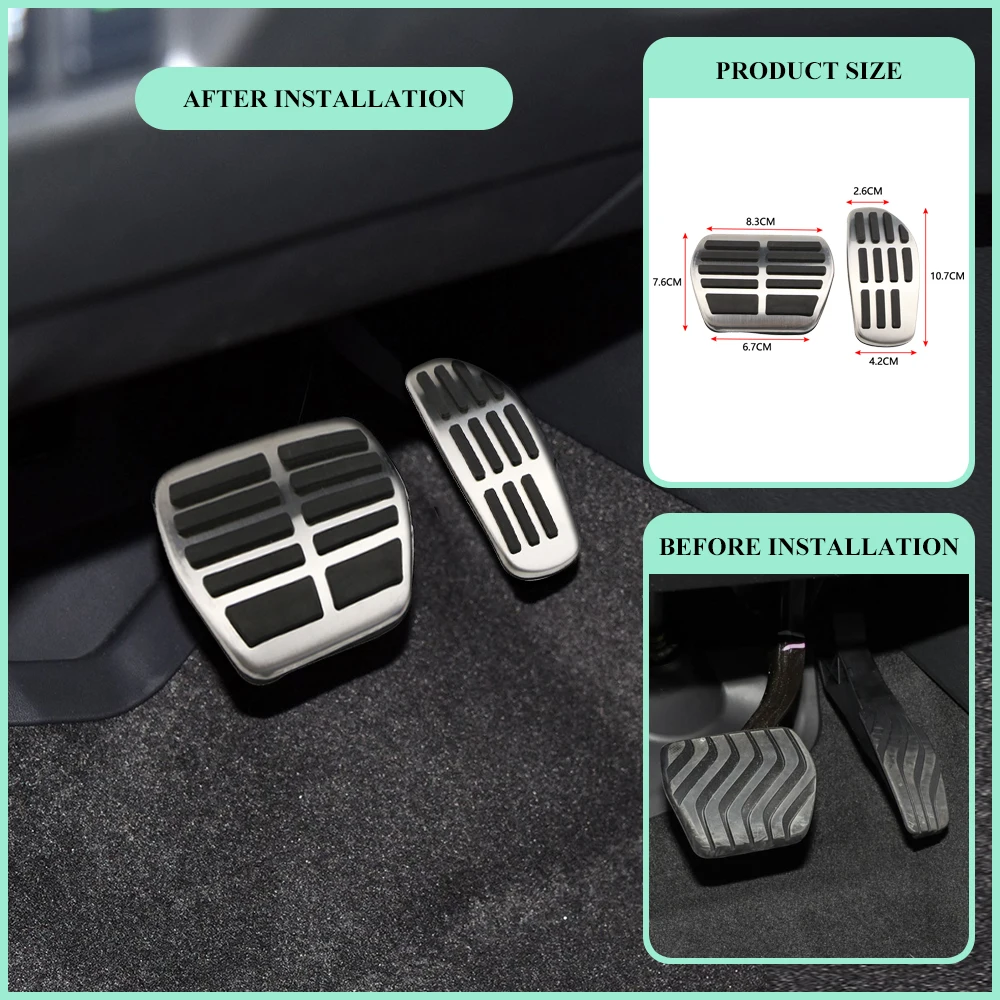 Cubiertas de pedal para coche en acabado plateado y negro
