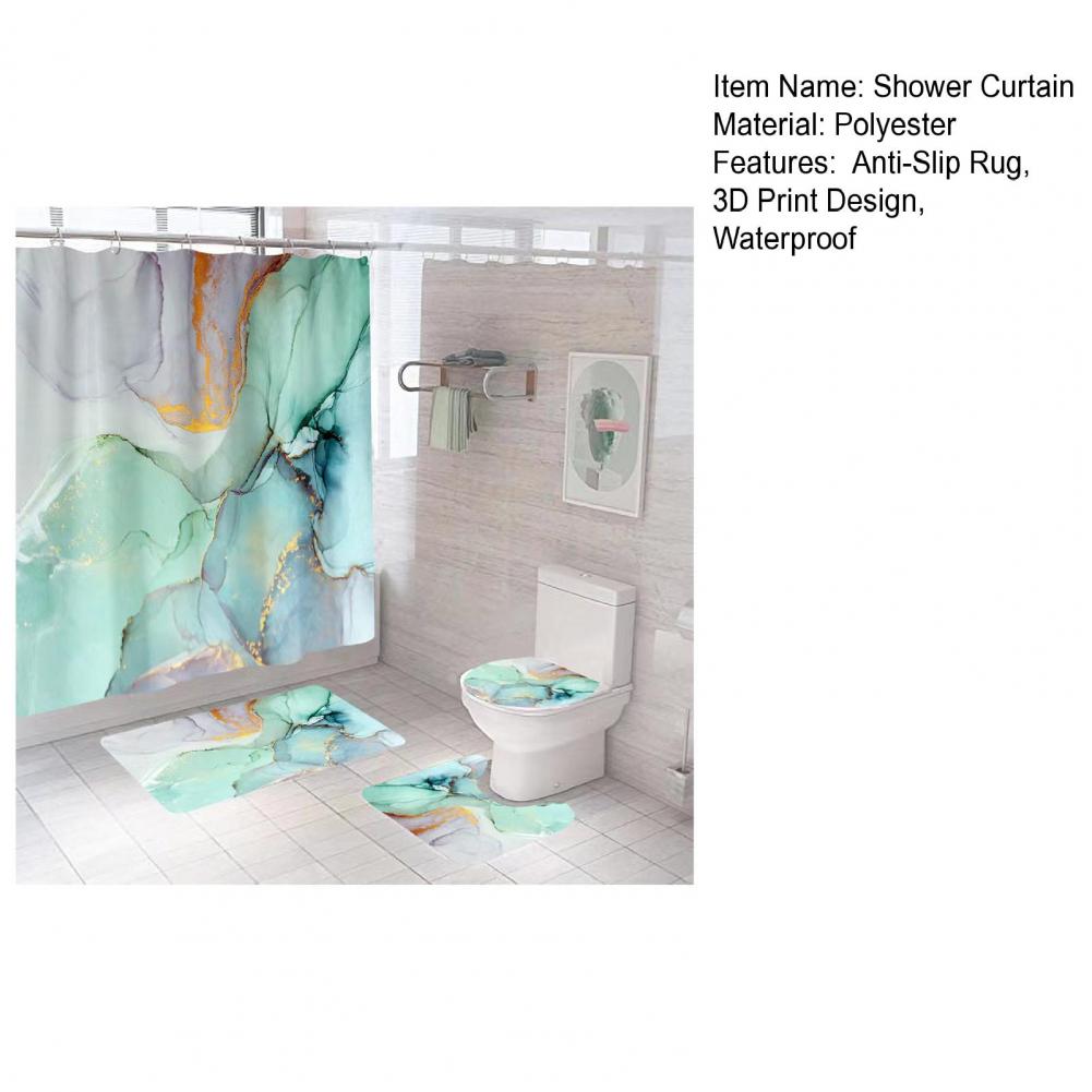 Modern Style Marble Polyester Shower Curtain Bathing display picture 11
