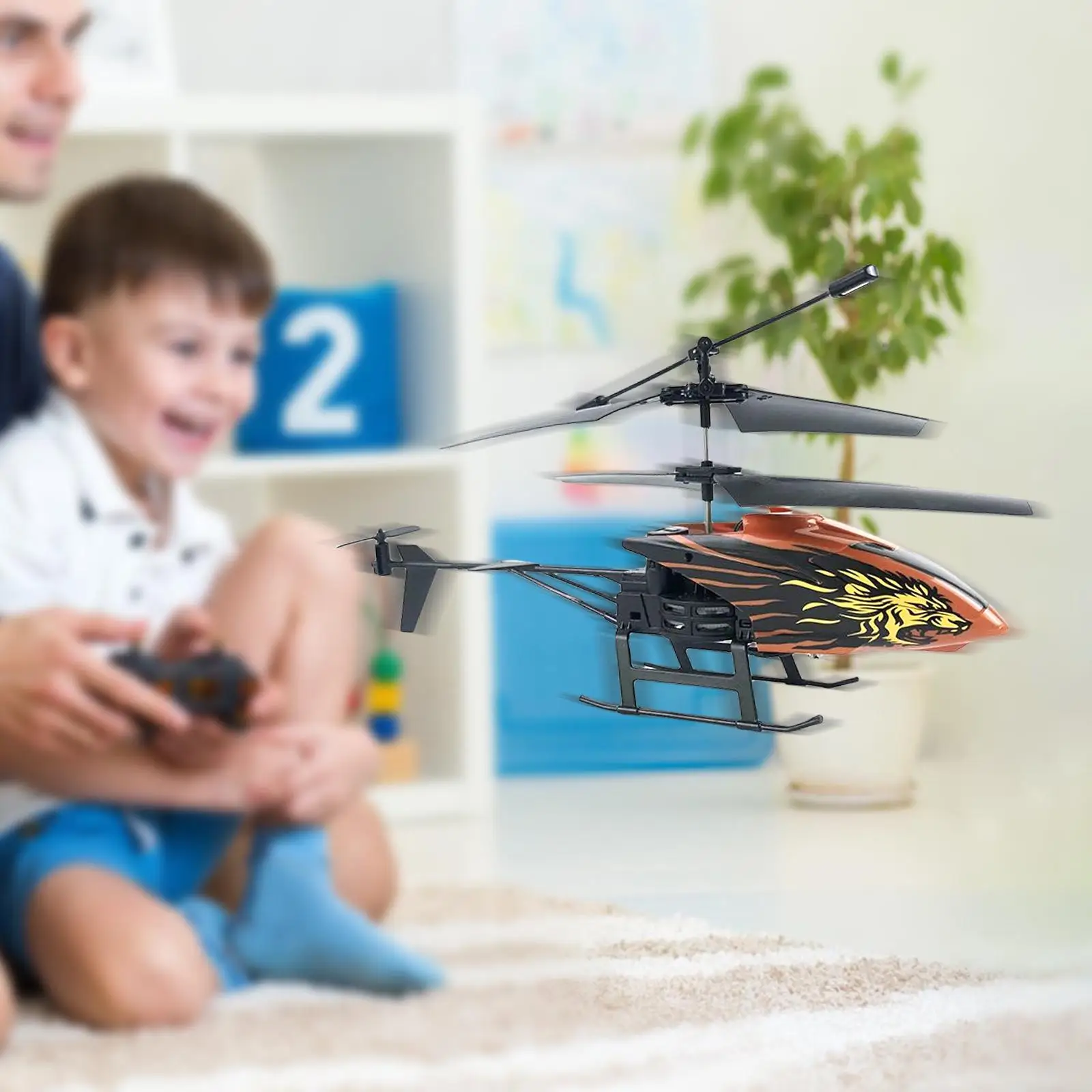 Mini RC Helicopter 2-Channel Flying Plane Anti-Drop for Kids Easy to Fly