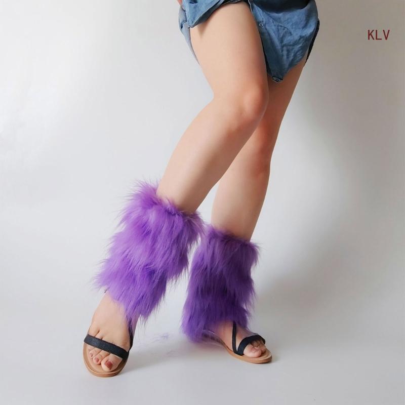 Beinwärmer aus Kunstpelz, für Party-Kostüme, warm, flauschig, Beinwärmer, Stiefelmanschetten, Abdeckung 6XDA – Detail 2