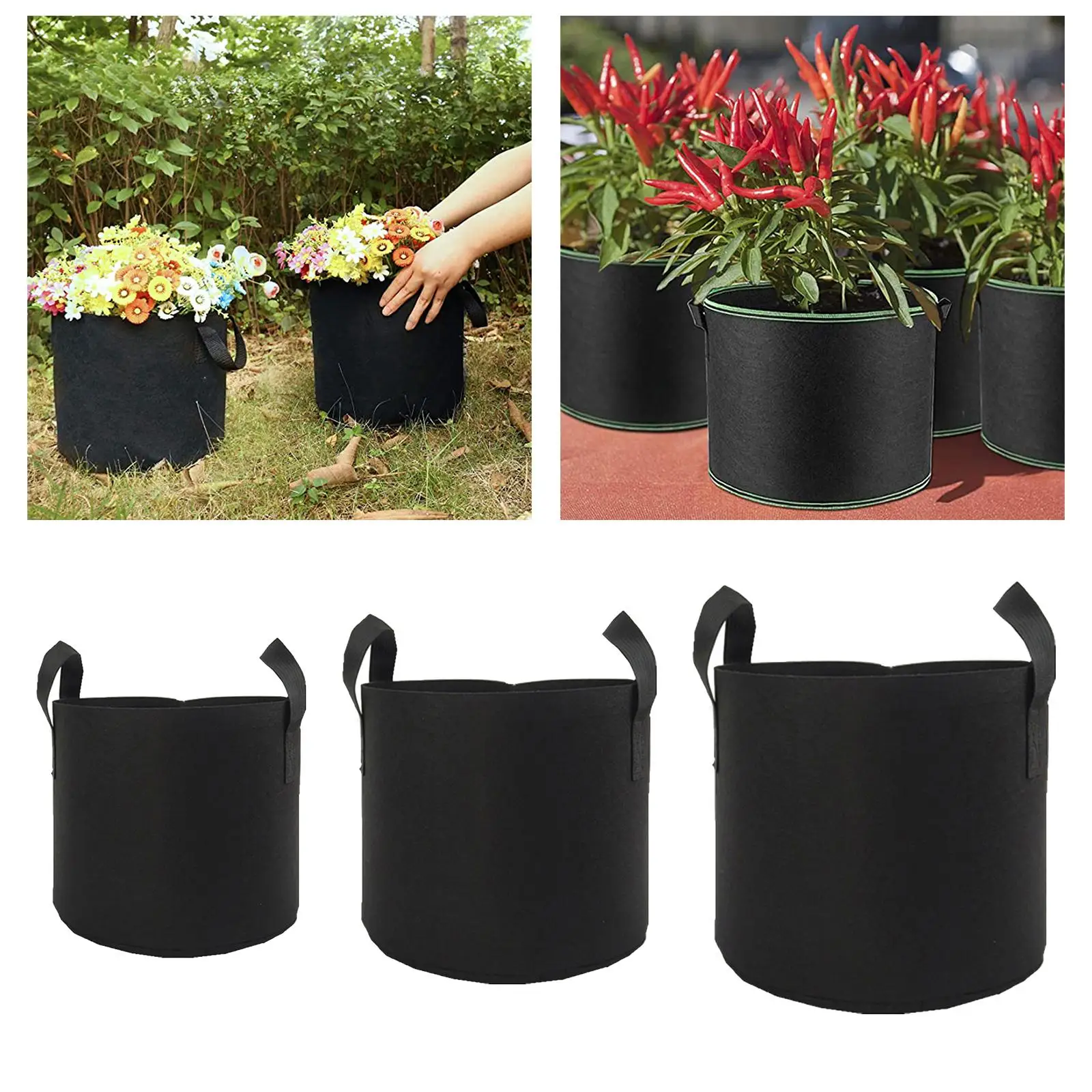 1x  Garden Heavy Duty Non-Woven Aeration Plant Fabric Pot Container