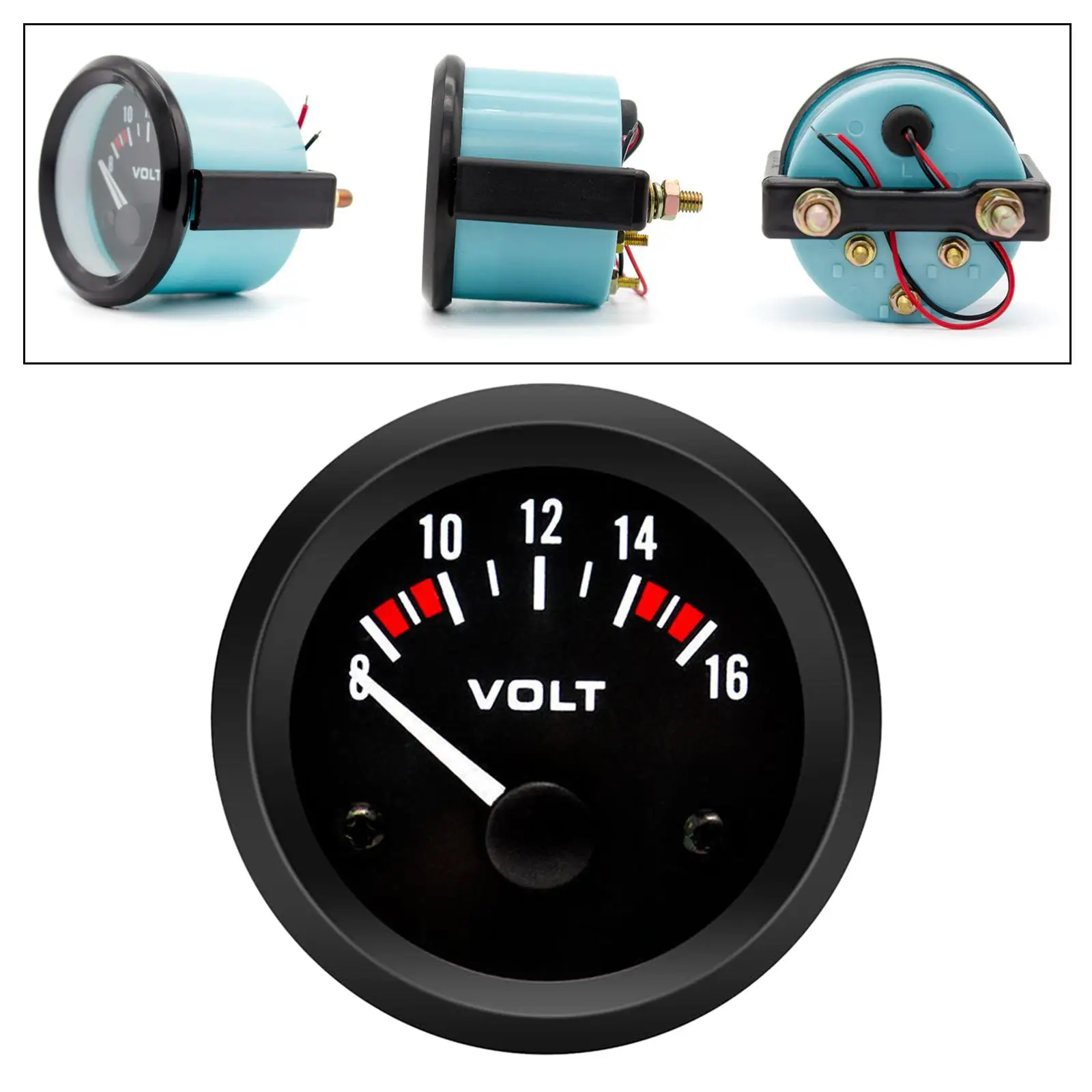 Car Voltmeter Guage with Black Dial and Round Pane 12V Universal for Repair Modification Durable Automotive Accessories premium