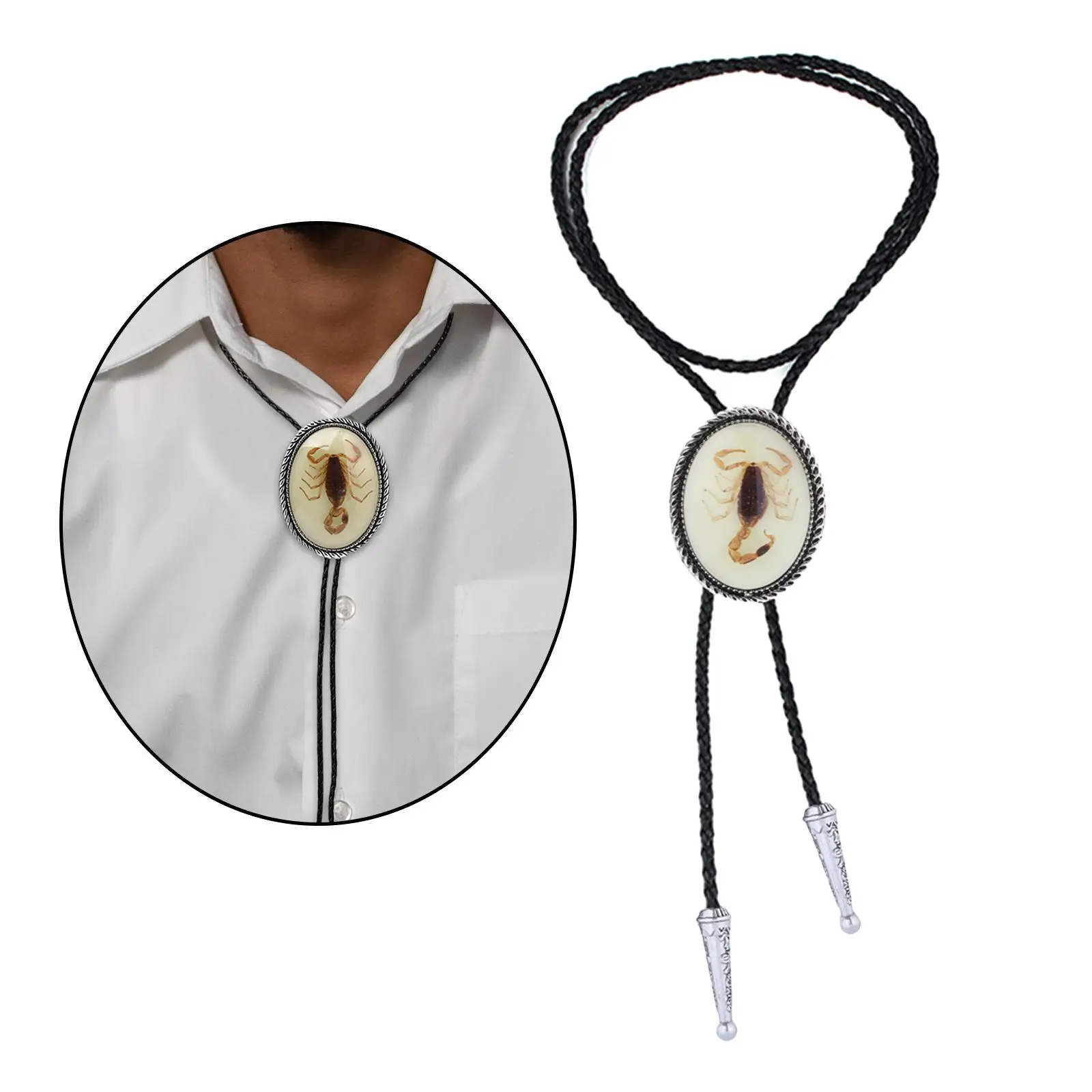 Alloy Mens Bolo Tie Necktie Neck Rope Shirt Chain Western Necklace Accessories PU Leather Adjustable for Women Jazz Hat Cowboy