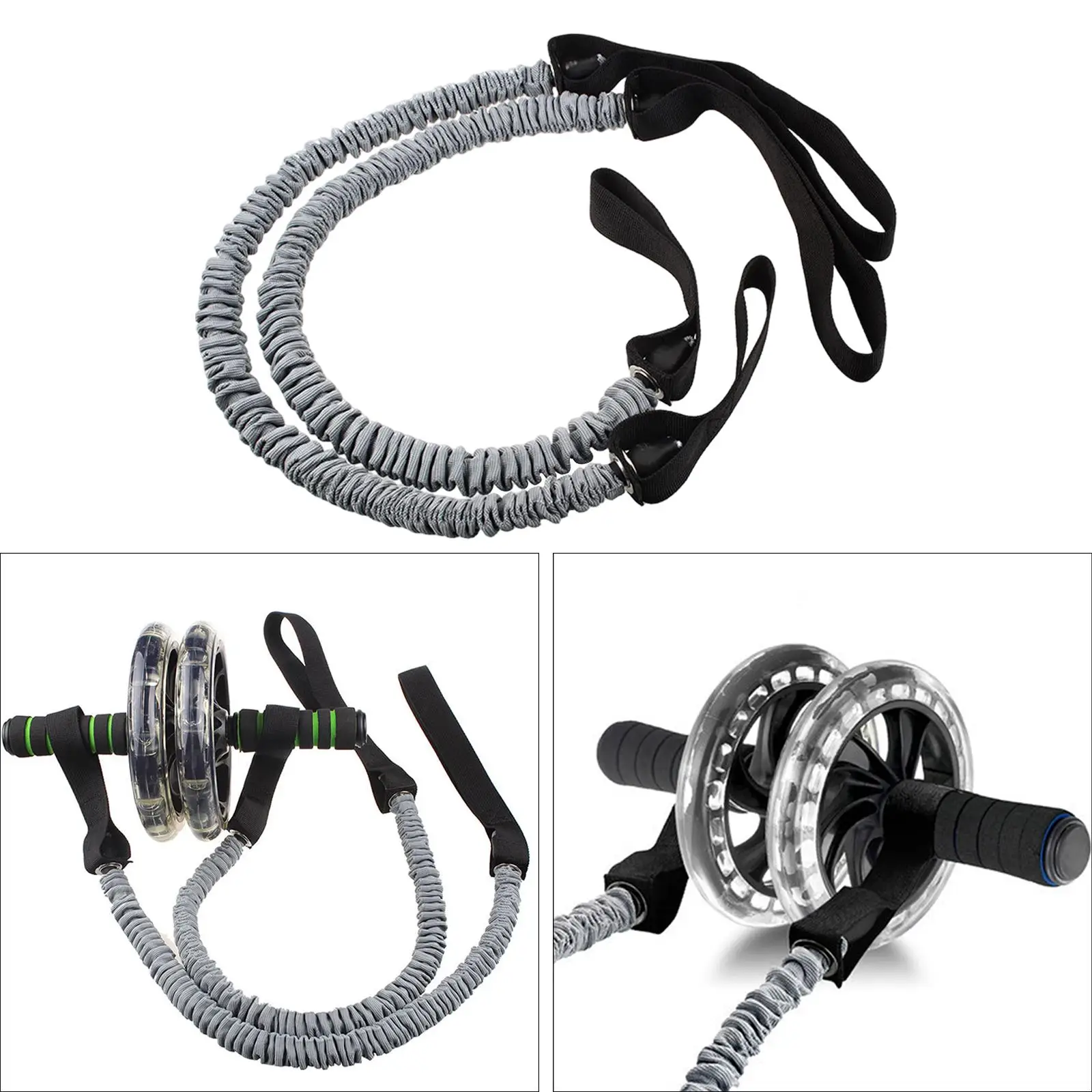 2x Abdominal Roller Wheel Elastic Pull Rope for Shoulders Back Arms