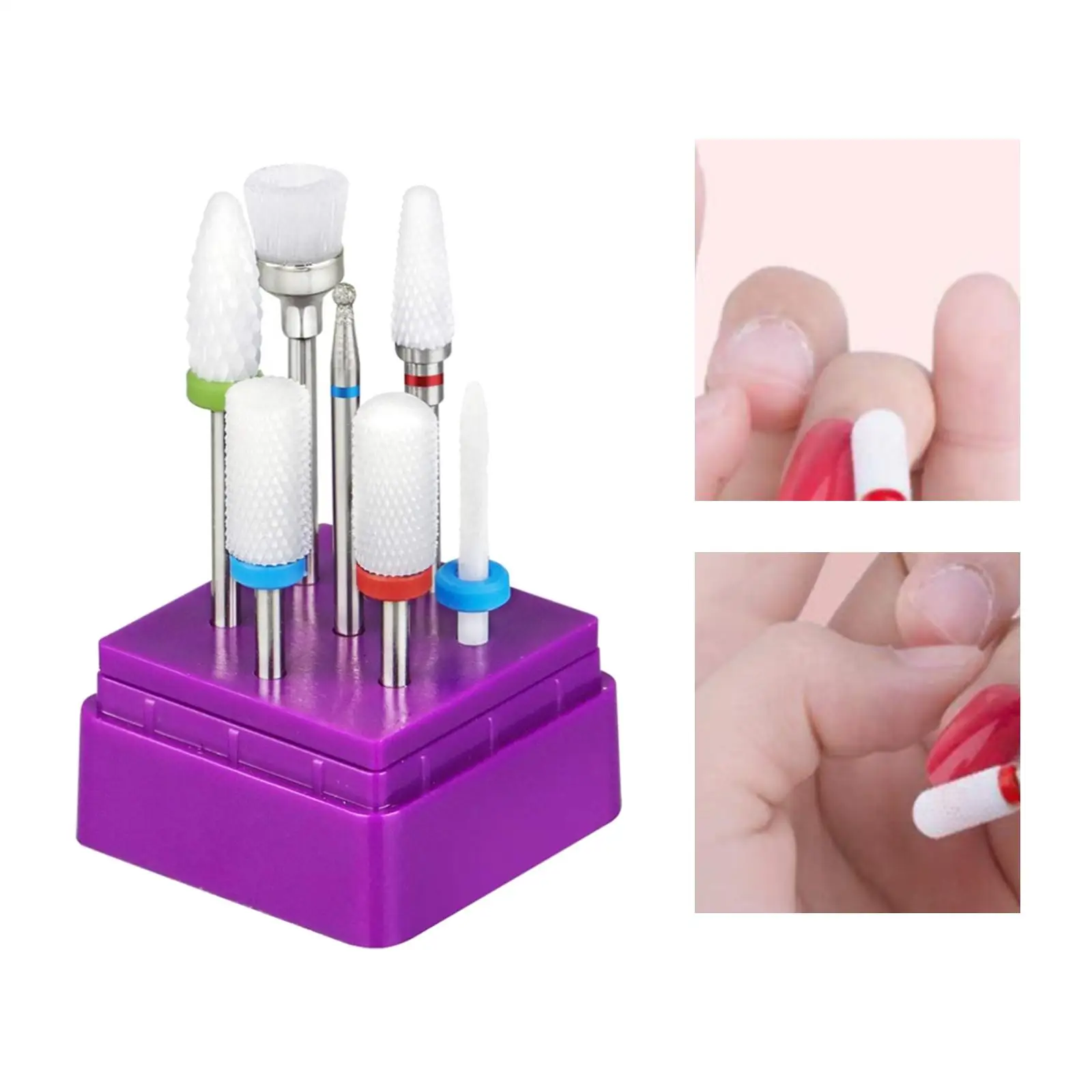 7 Pieces Ceramic  Bits Hand Tool for Manicure  Removing  Calluses Remove Accessory File Grinding Heads 3/32