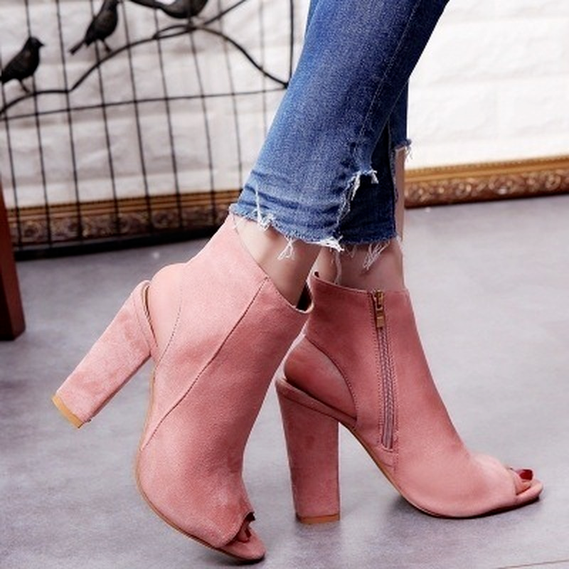 heeled peep toe booties