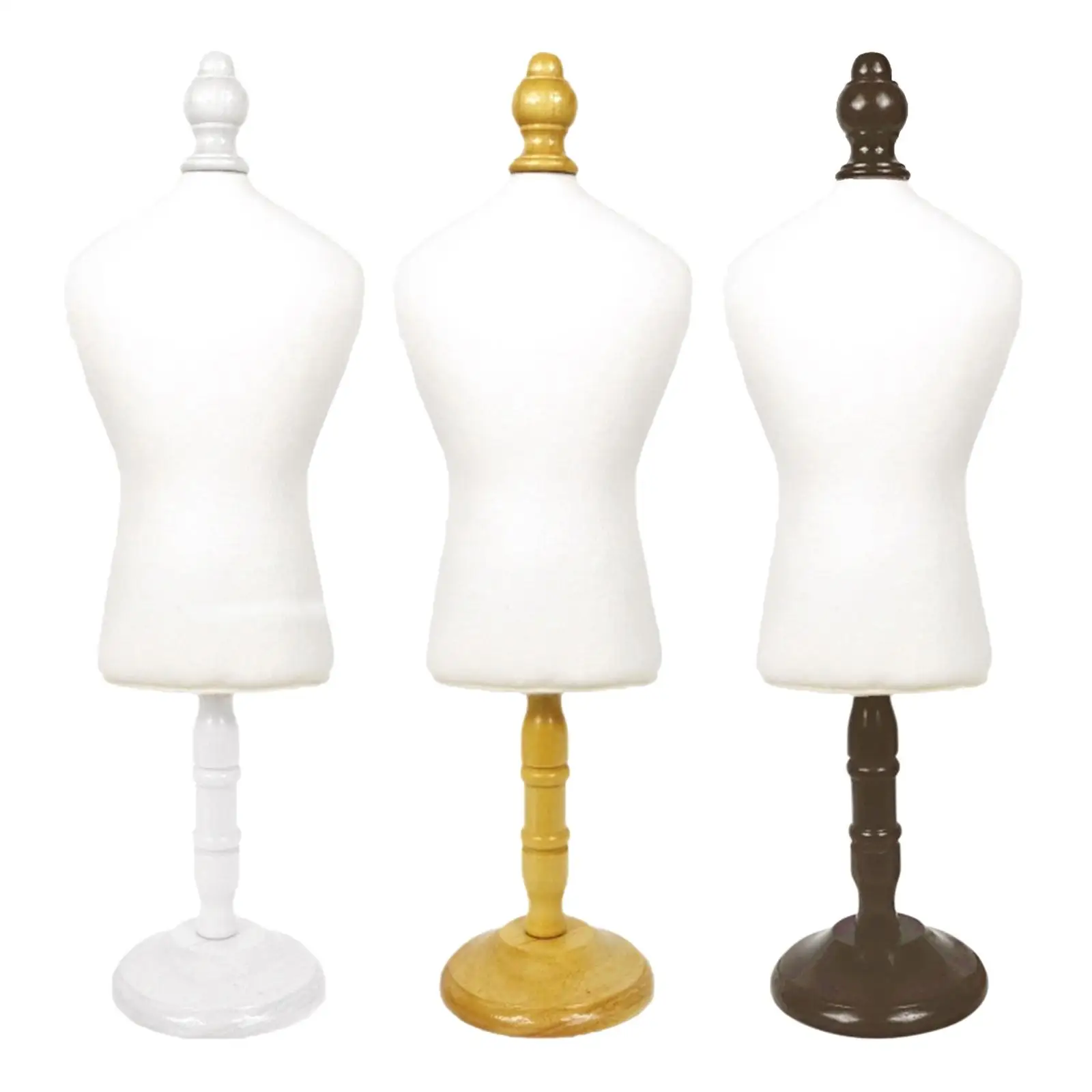  Display Holder  Model Stand Accessories with Round Wooden Base Support Tools Miniature for Dress Display Clothes Sewing