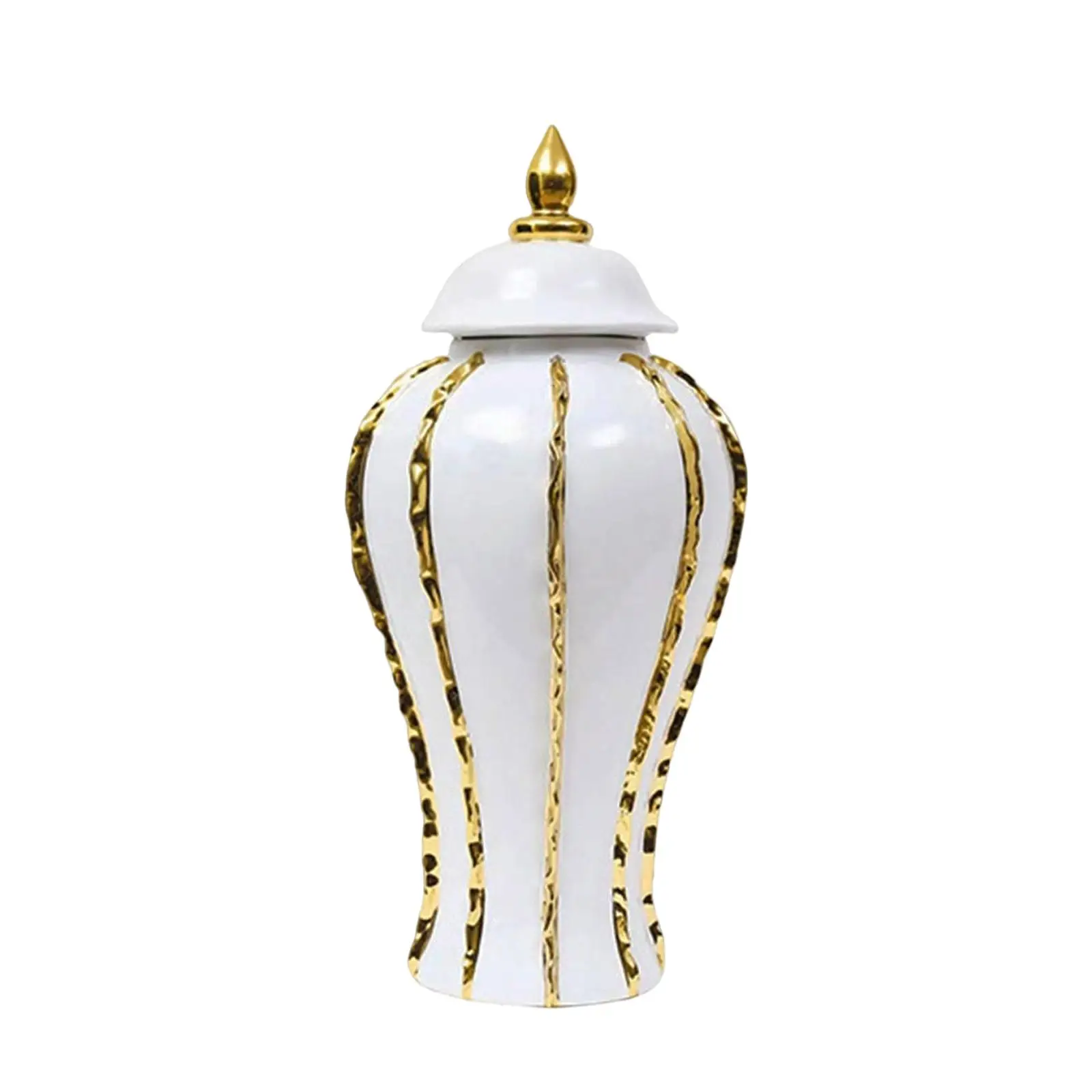 Luxury Ginger Jar, Temple Jar, Ginger Jar Vase, White And Gold Ceramic Jar with