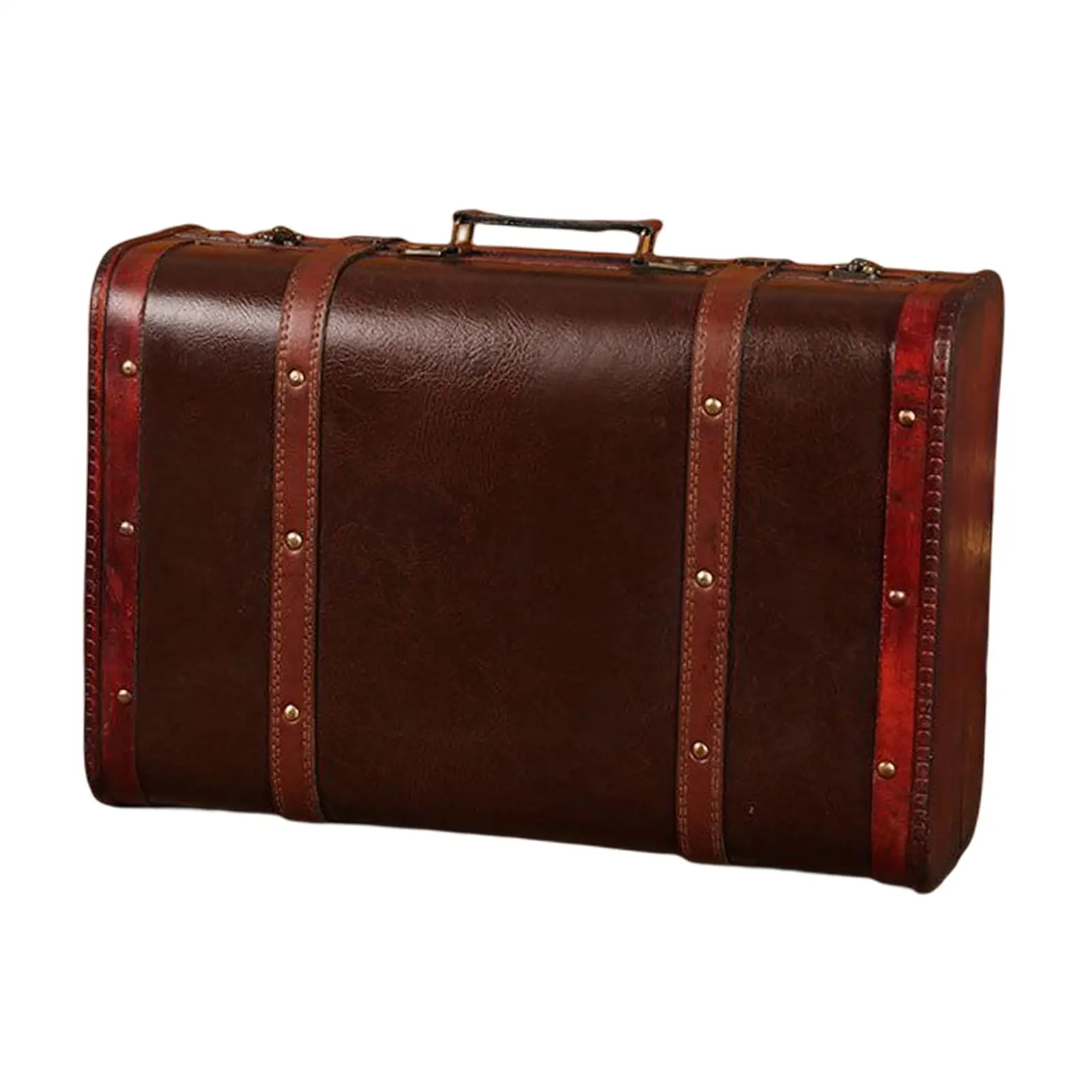 Vintage Suitcase with Handle Portable Wooden Treasure Chests for Shop Window