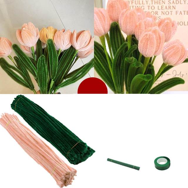 220 Pièces D'équipement De Nettoyage De Tuyaux, Kit D'artisanat De Fleurs À  Tige De Neil De Neige, Kit De Fabrication De Bouquet De Tulipes À Faire  Soi-même, Bâton Pelucheux, Matériaux Faits À