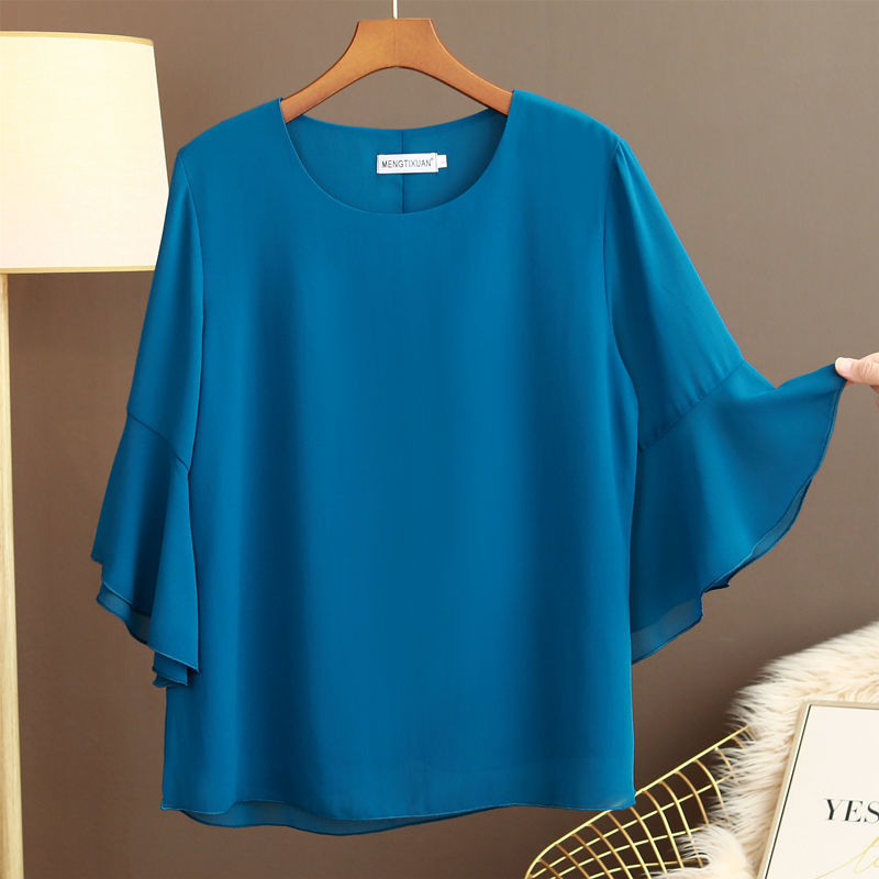 Blue store chiffon top