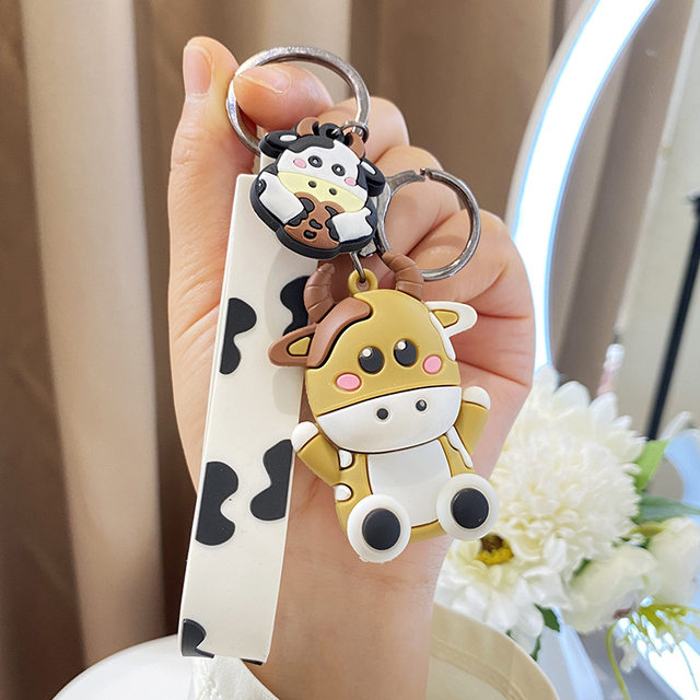 かわいい牛のキーホルダー,バッグ,個性,小さなペンダント