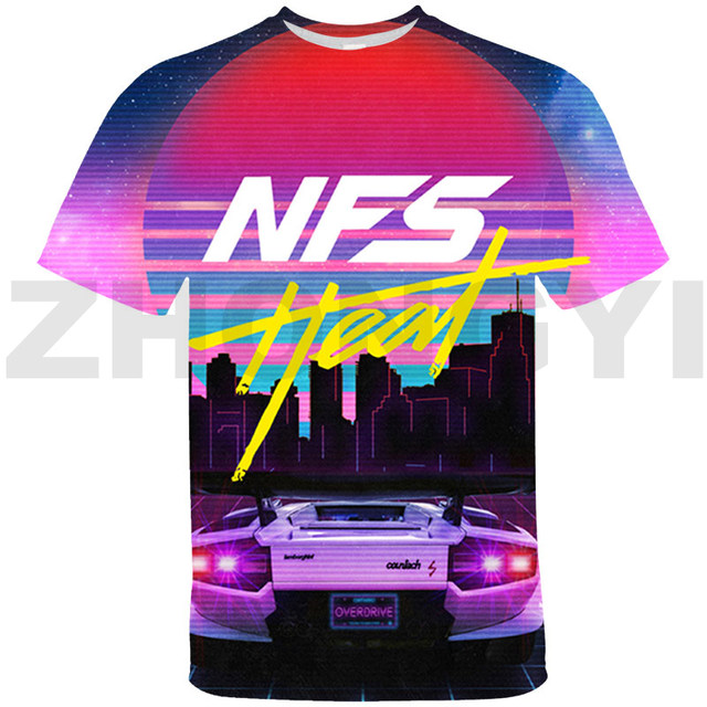 Fashion Casual Women 3D Need for Speed T-shirt Funny Game NFS